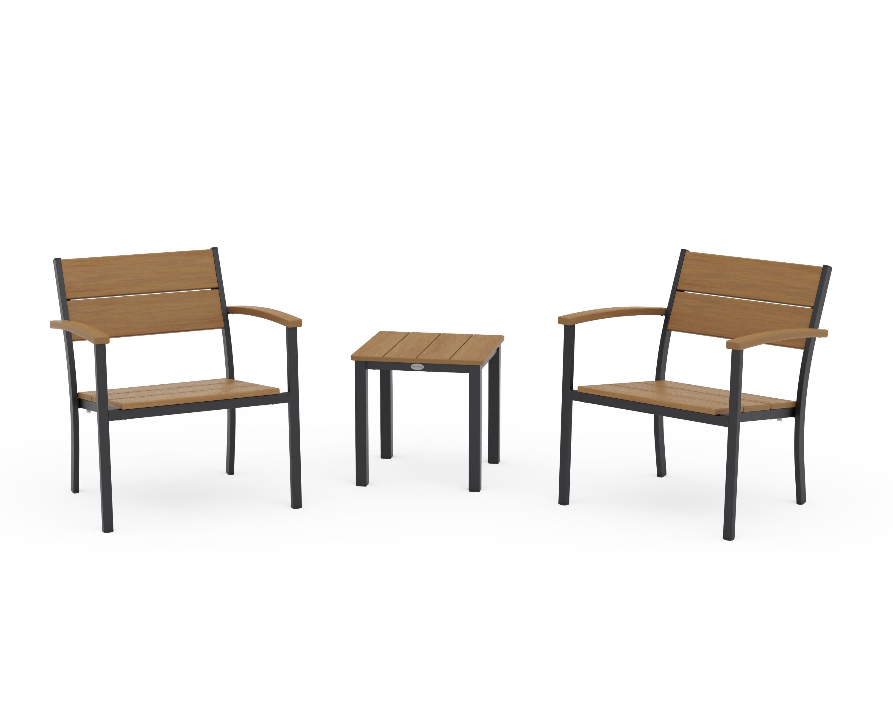 Main Street 3-Piece Lounge Chair Set in Black / Natural
