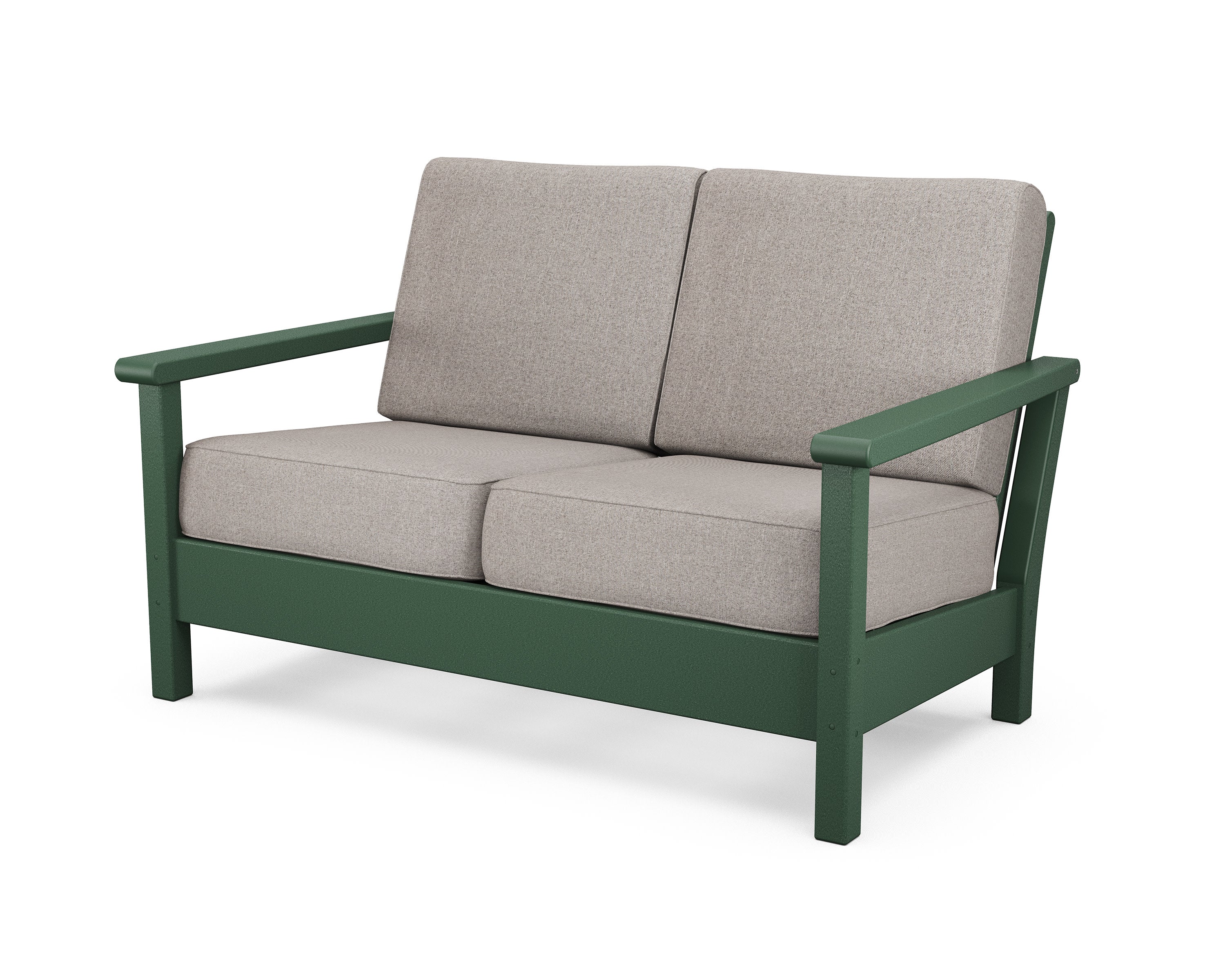 Harbour Deep Seating Loveseat in Green / Weathered Tweed
