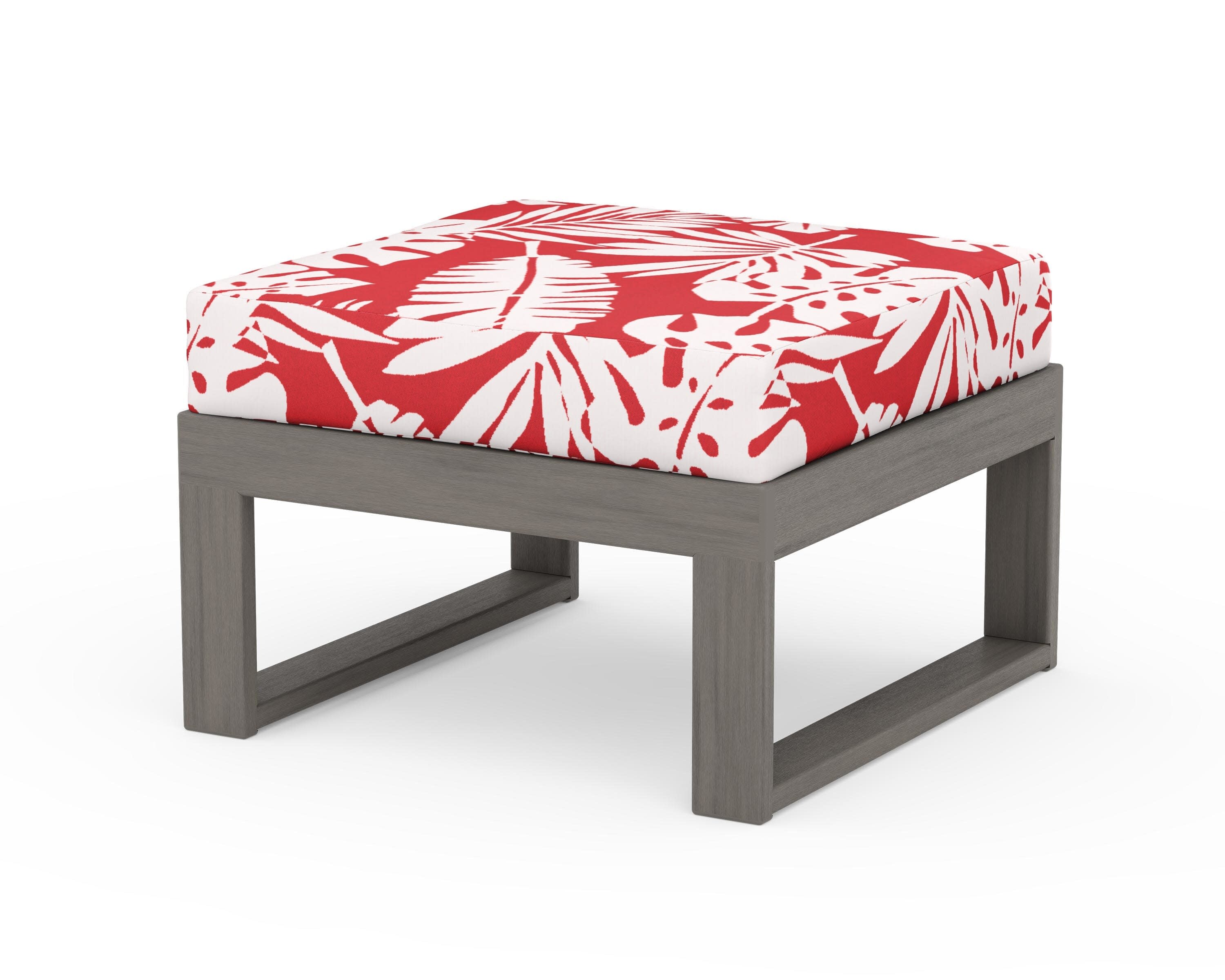 Modular Ottoman - Modern in Driftwood / Leaf Crimson
