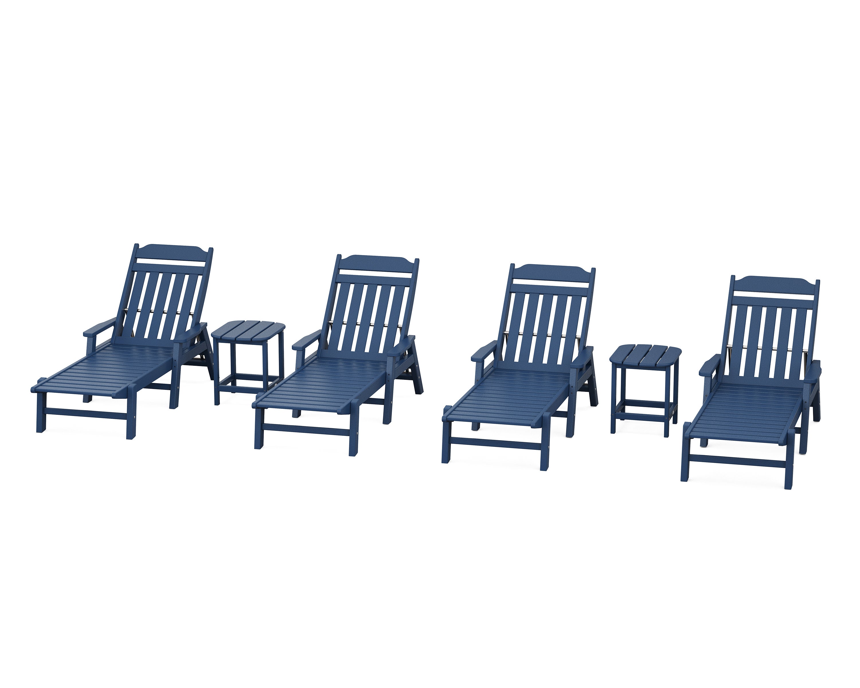Cottage 6-Piece Chaise Set with Arms in Navy