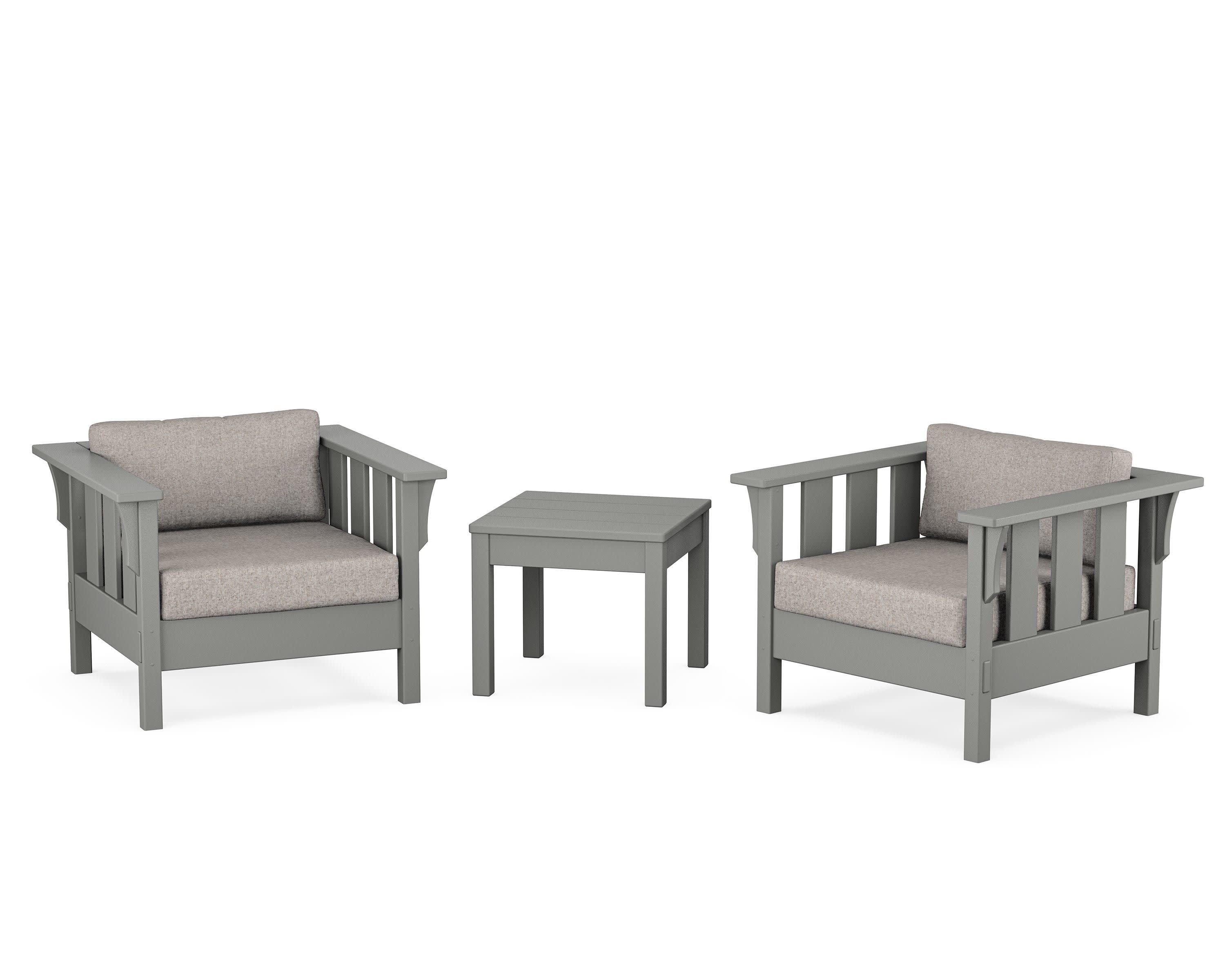 Acadia 3-Piece Deep Seating Set in Slate Grey / Weathered Tweed