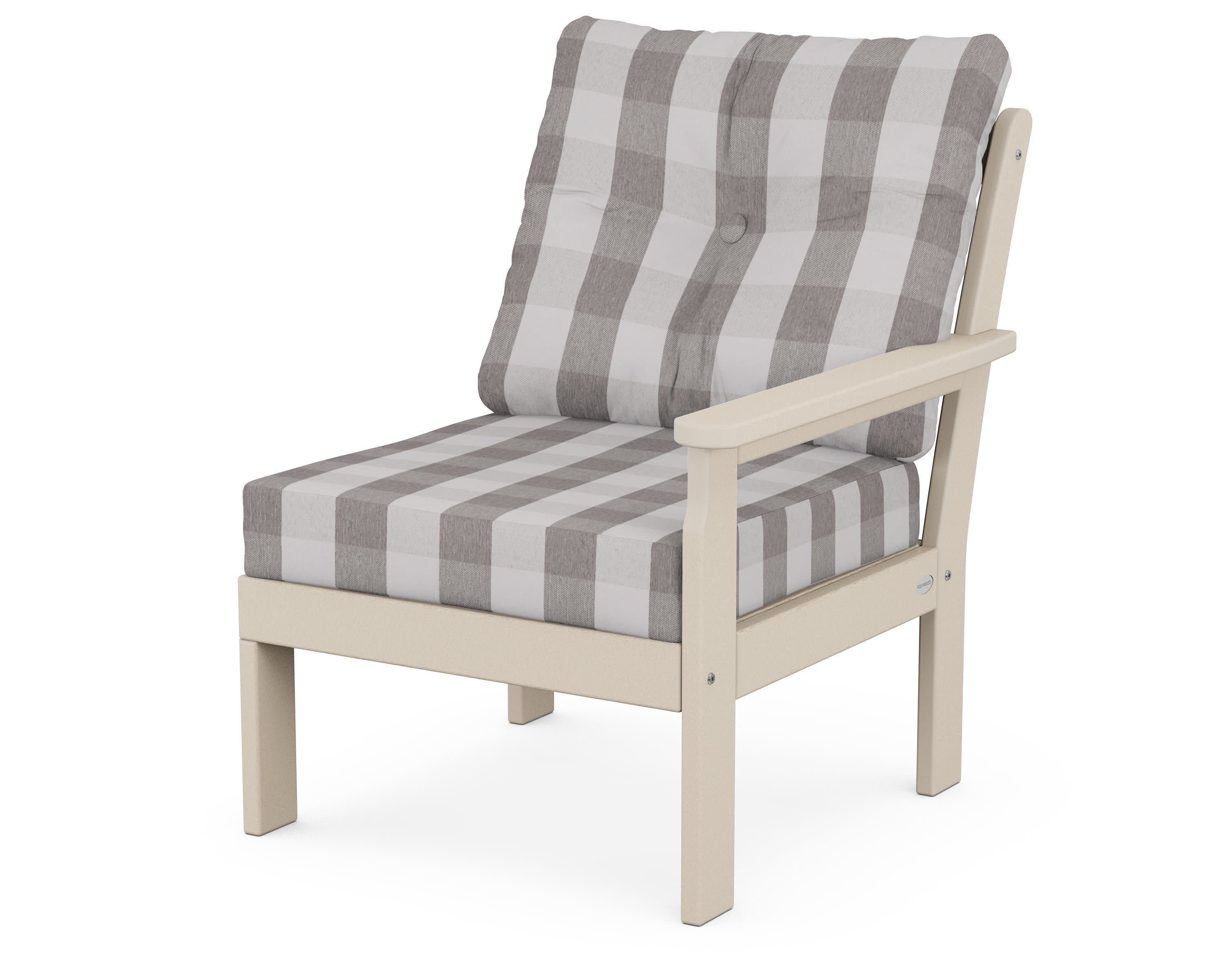 Vineyard Modular Right Arm Chair in Sand / Buffalo Plaid Grey Mist