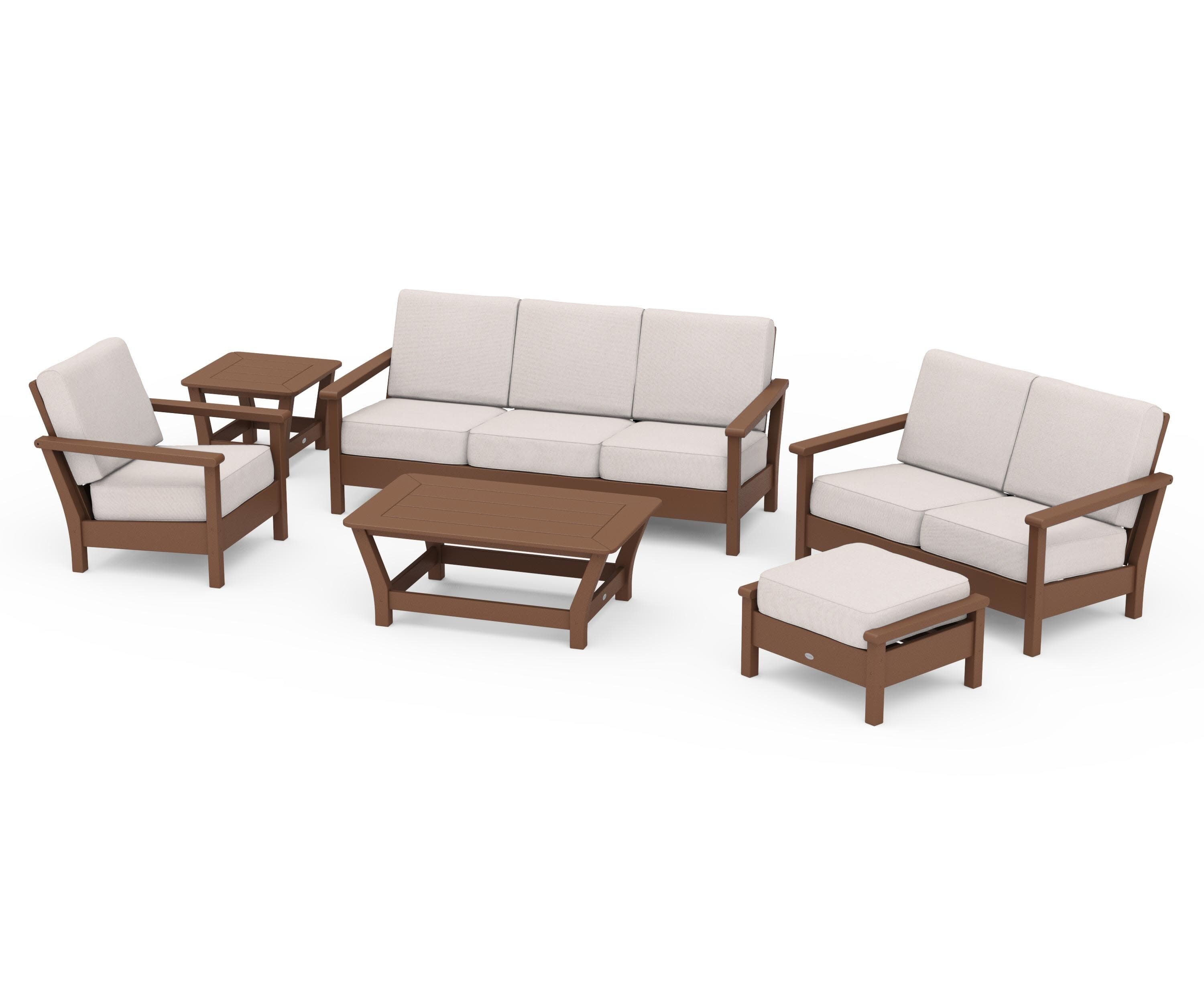Harbour 6-Piece Outdoor Living Set in Teak / Dune Burlap