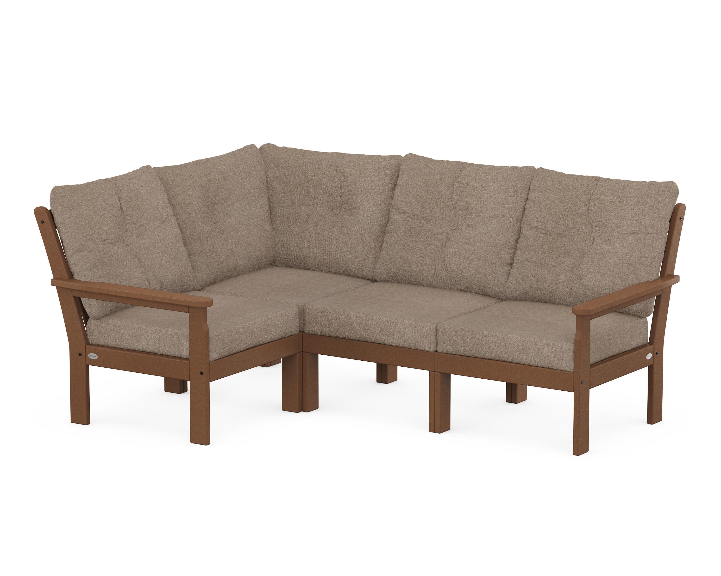 Vineyard 4-Piece Sectional in Teak / Spiced Burlap