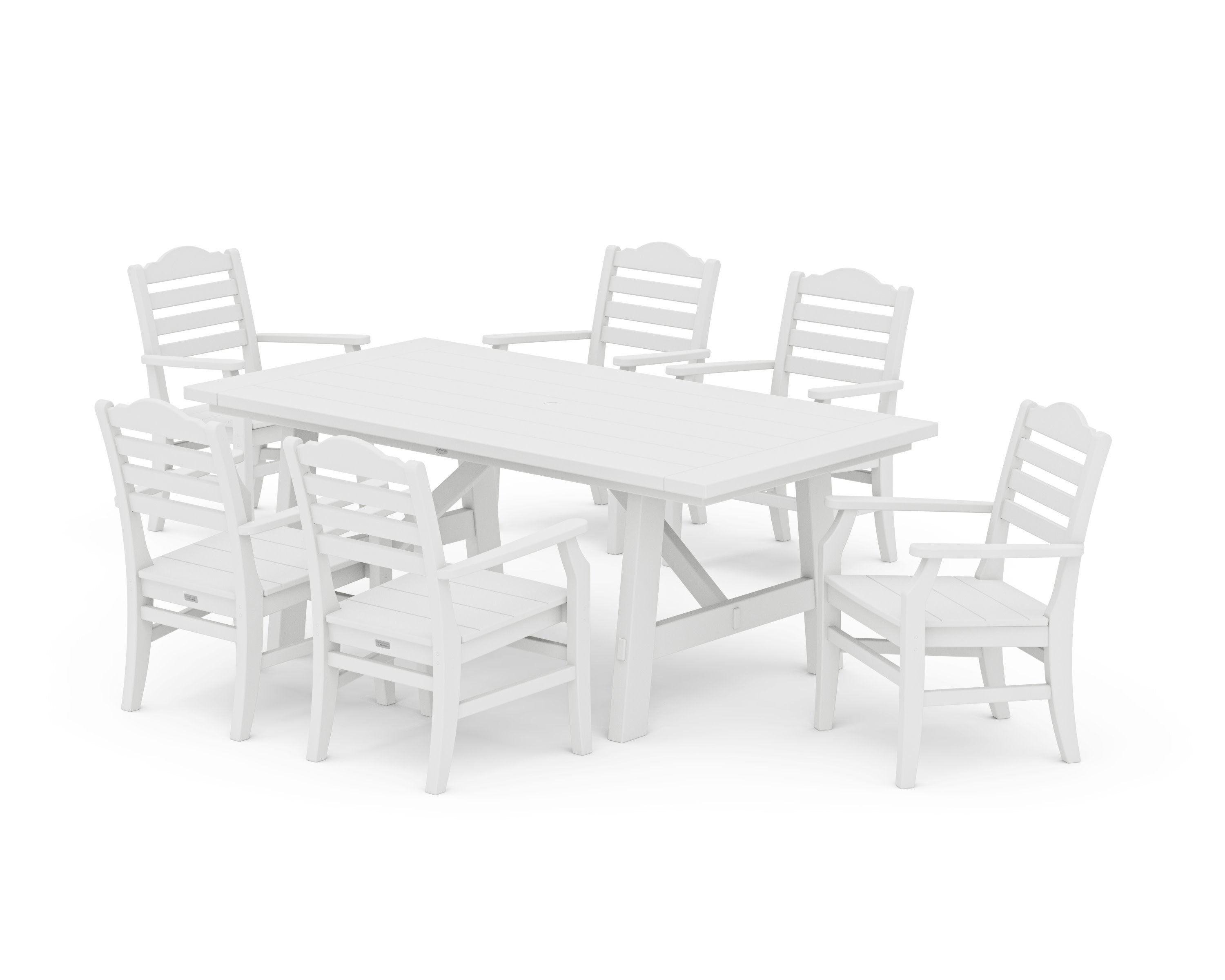 Savannah Arm Chair 7-Piece Rustic Farmhouse Dining Set in White