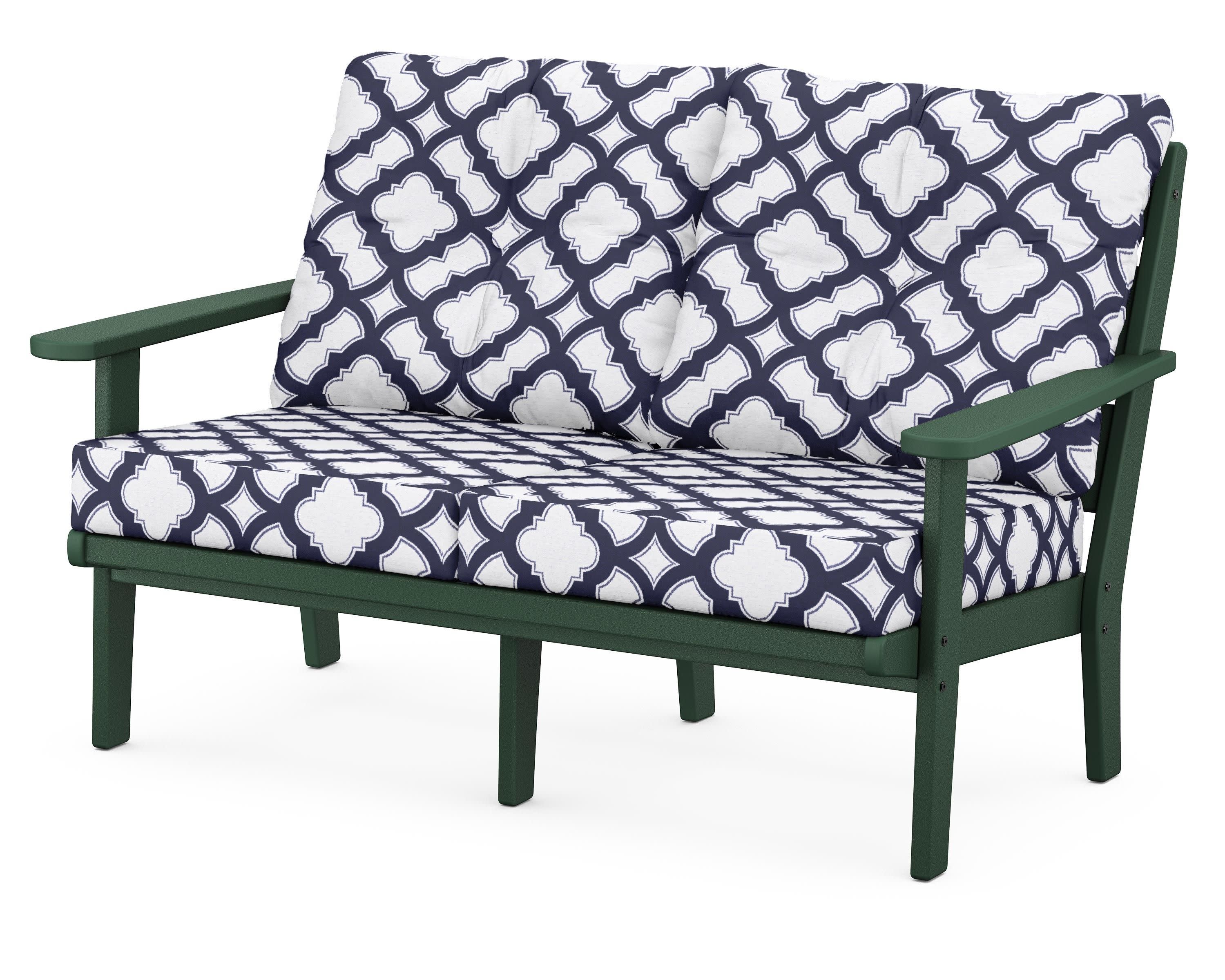 Lakeside Deep Seating Loveseat in Green / Trellis Navy