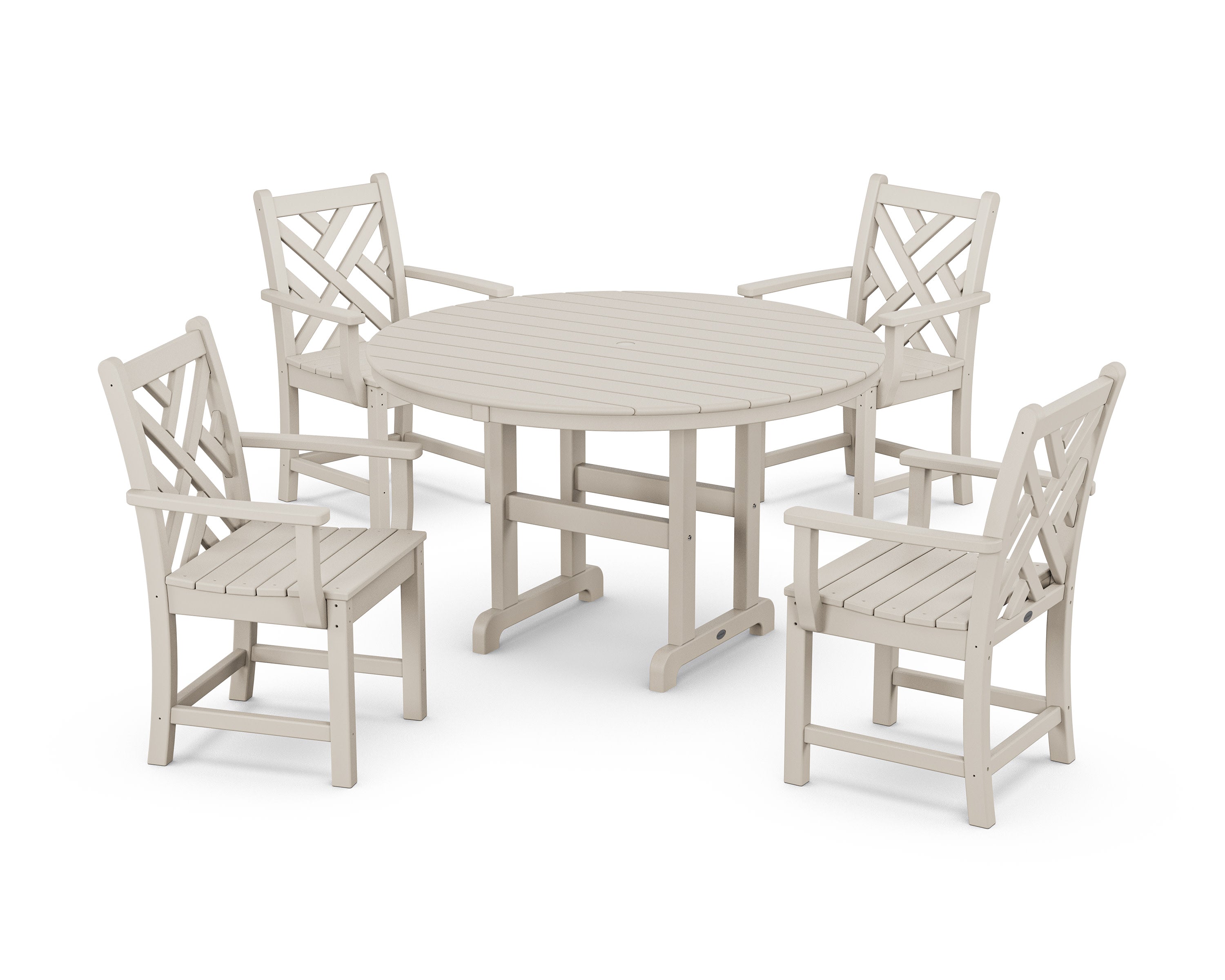 Chippendale 5-Piece Round Farmhouse Dining Set in Sand