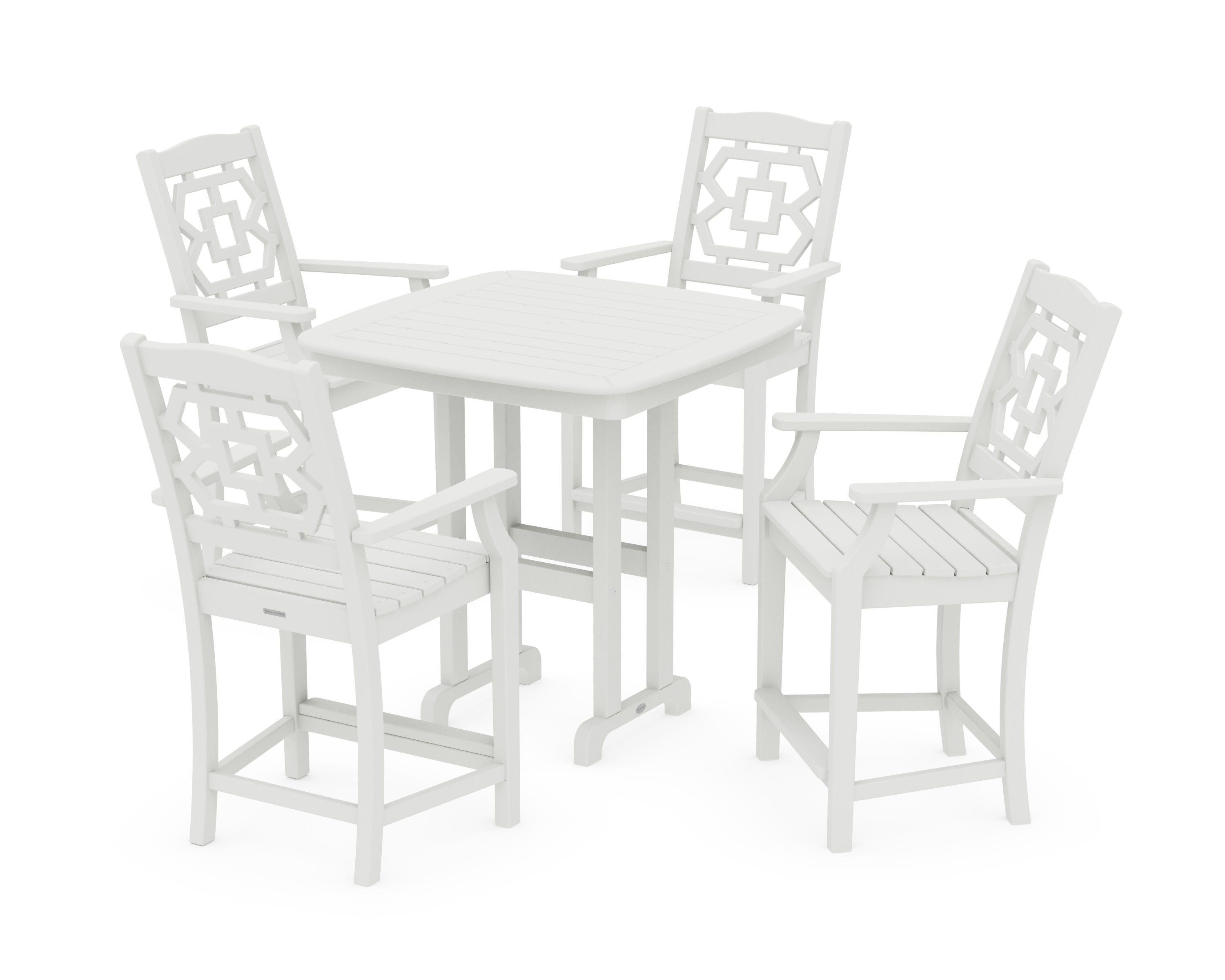 Chinoiserie 5-Piece Counter Set in Vintage White