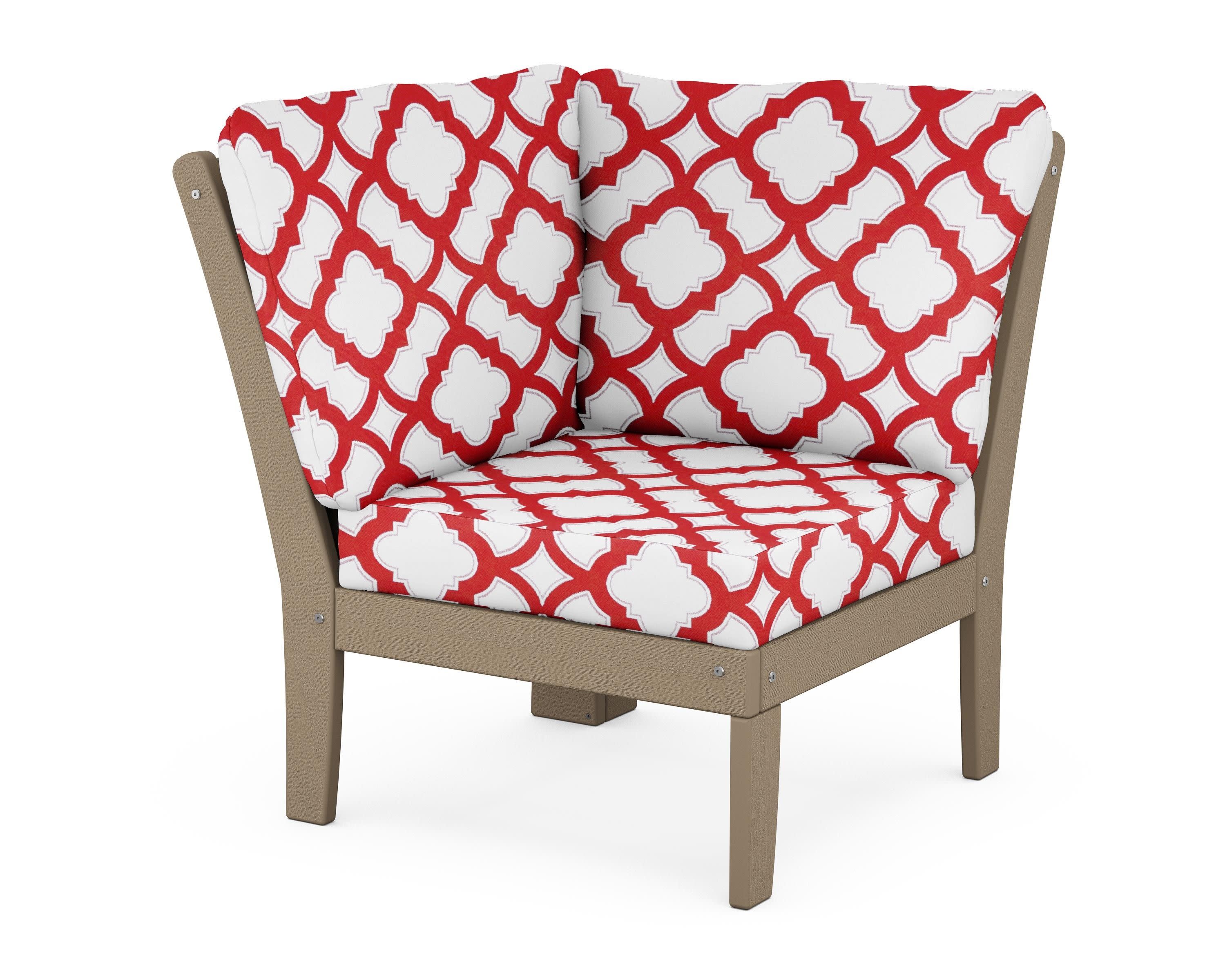 Braxton Modular Corner Chair in Vintage Sahara / Trellis Crimson