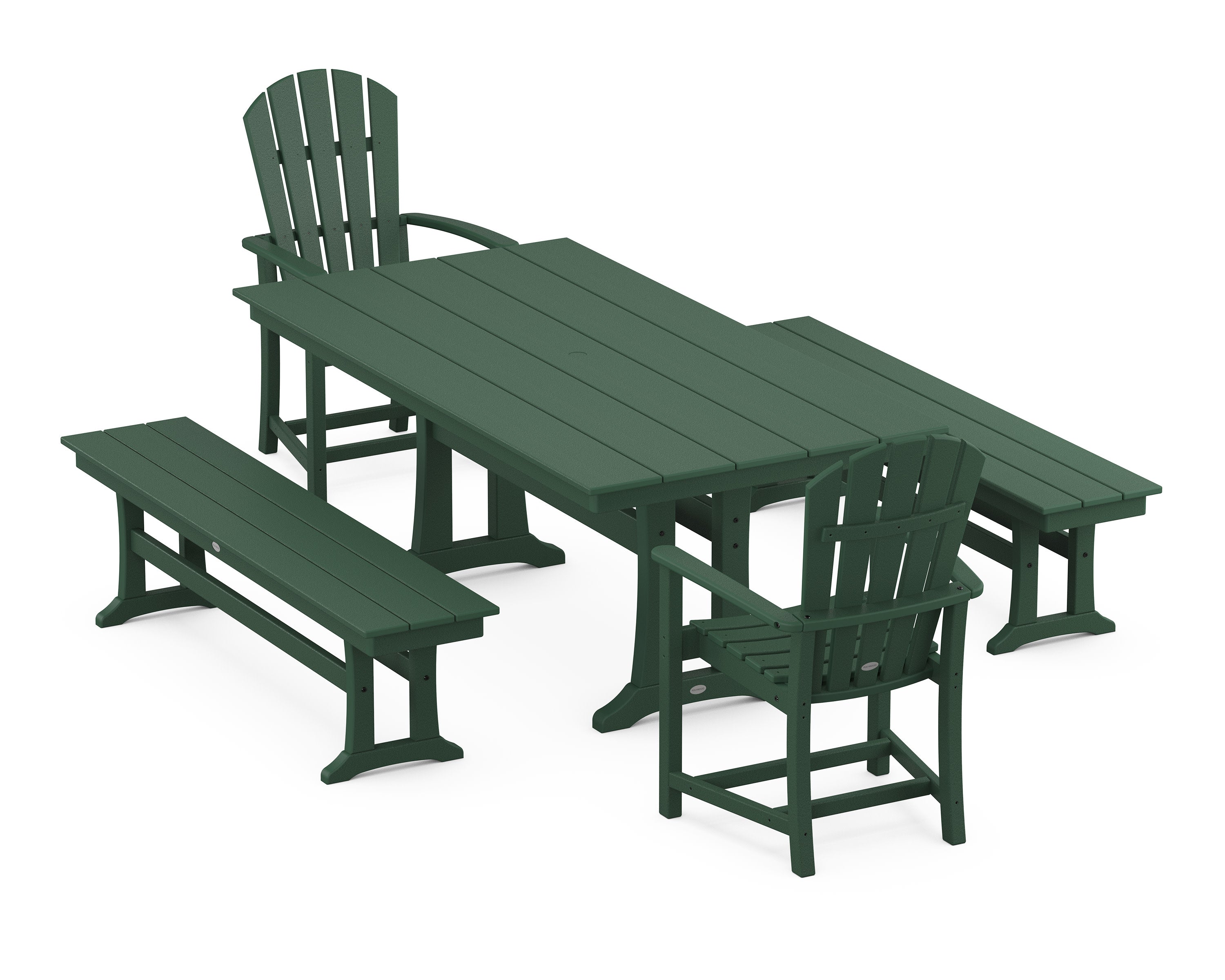 Palm Coast 5-Piece Farmhouse Dining Set With Trestle Legs in Green