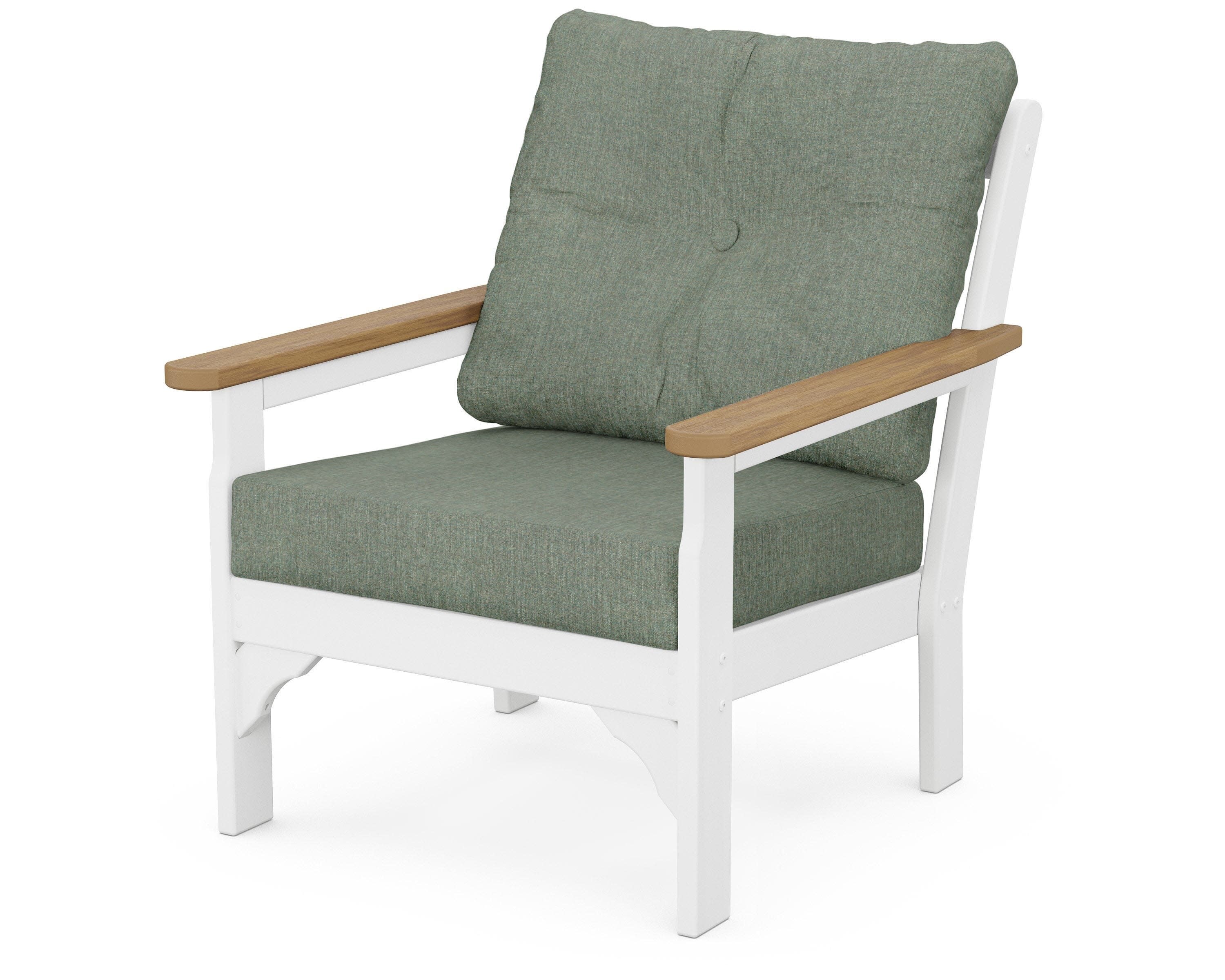 Vineyard Deep Seating Chair in White / Natural / Cast Sage