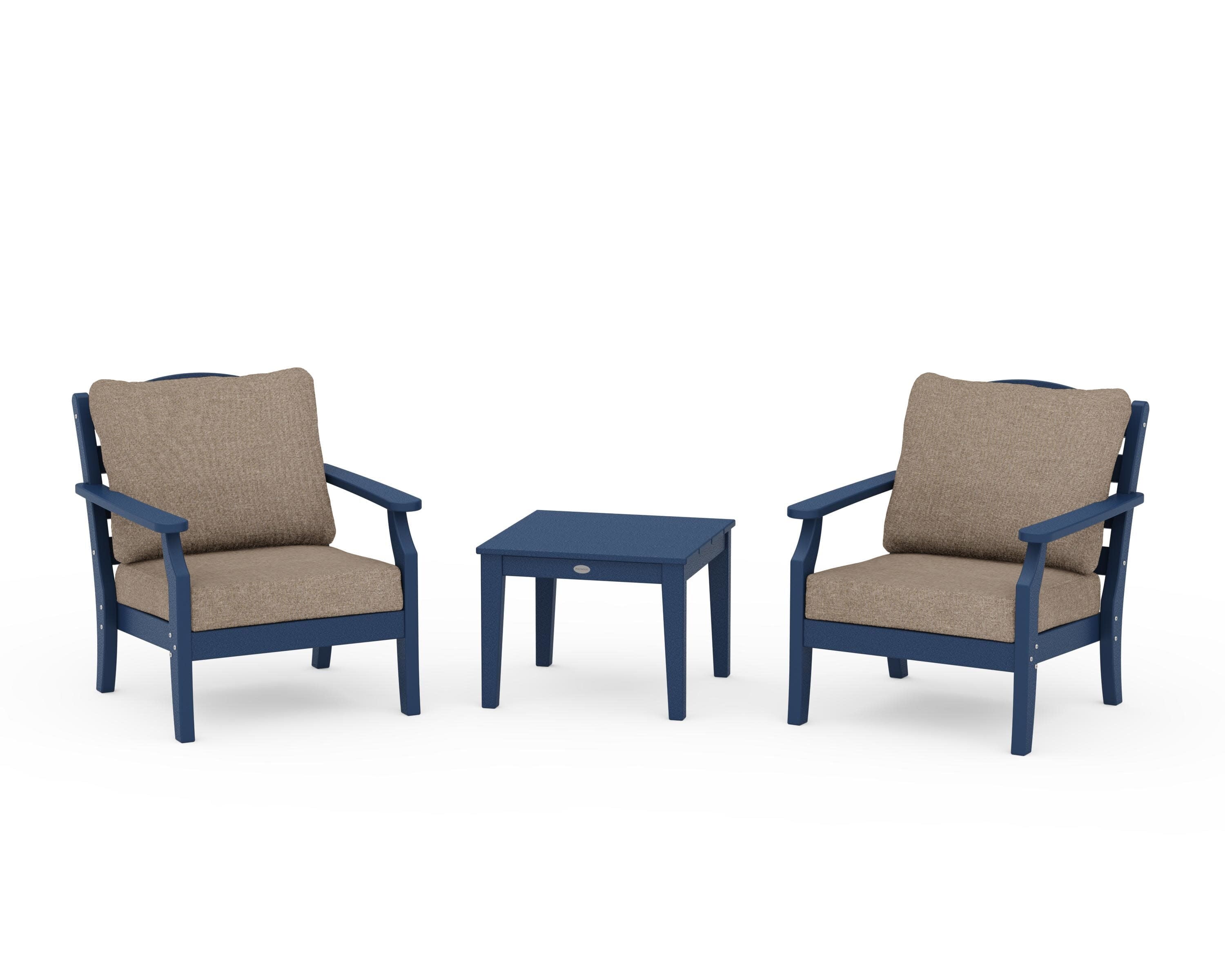 Savannah 3-Piece Deep Seating Set in Navy / Spiced Burlap