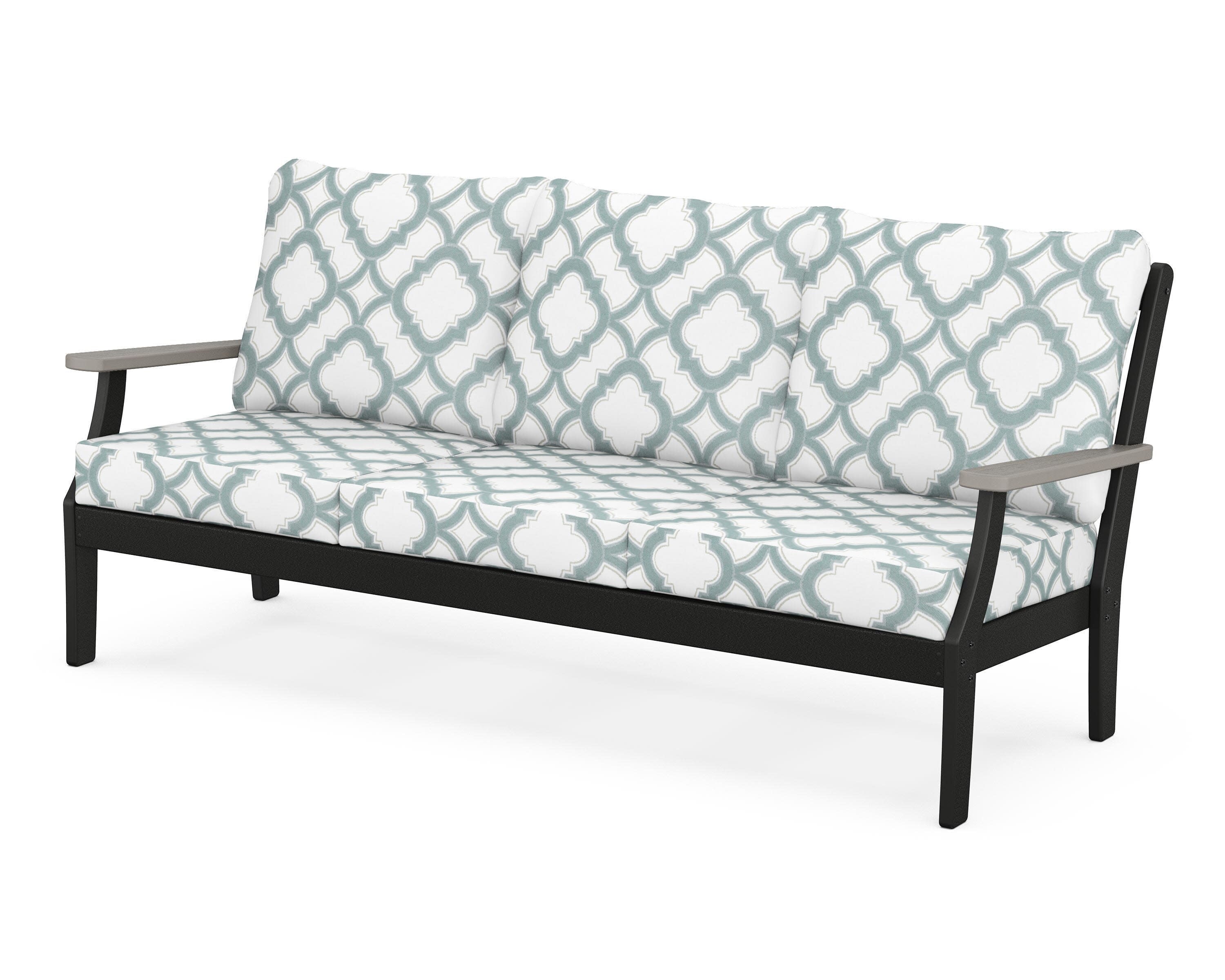Braxton Deep Seating Sofa in Black / Driftwood / Trellis Glacier Spa