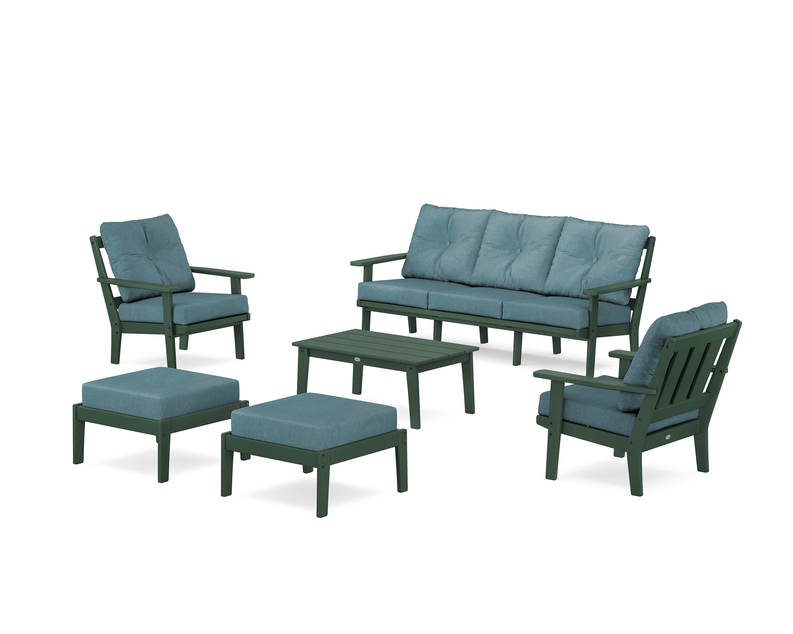 Oxford 6-Piece Lounge Sofa Set in Green / Ocean Teal
