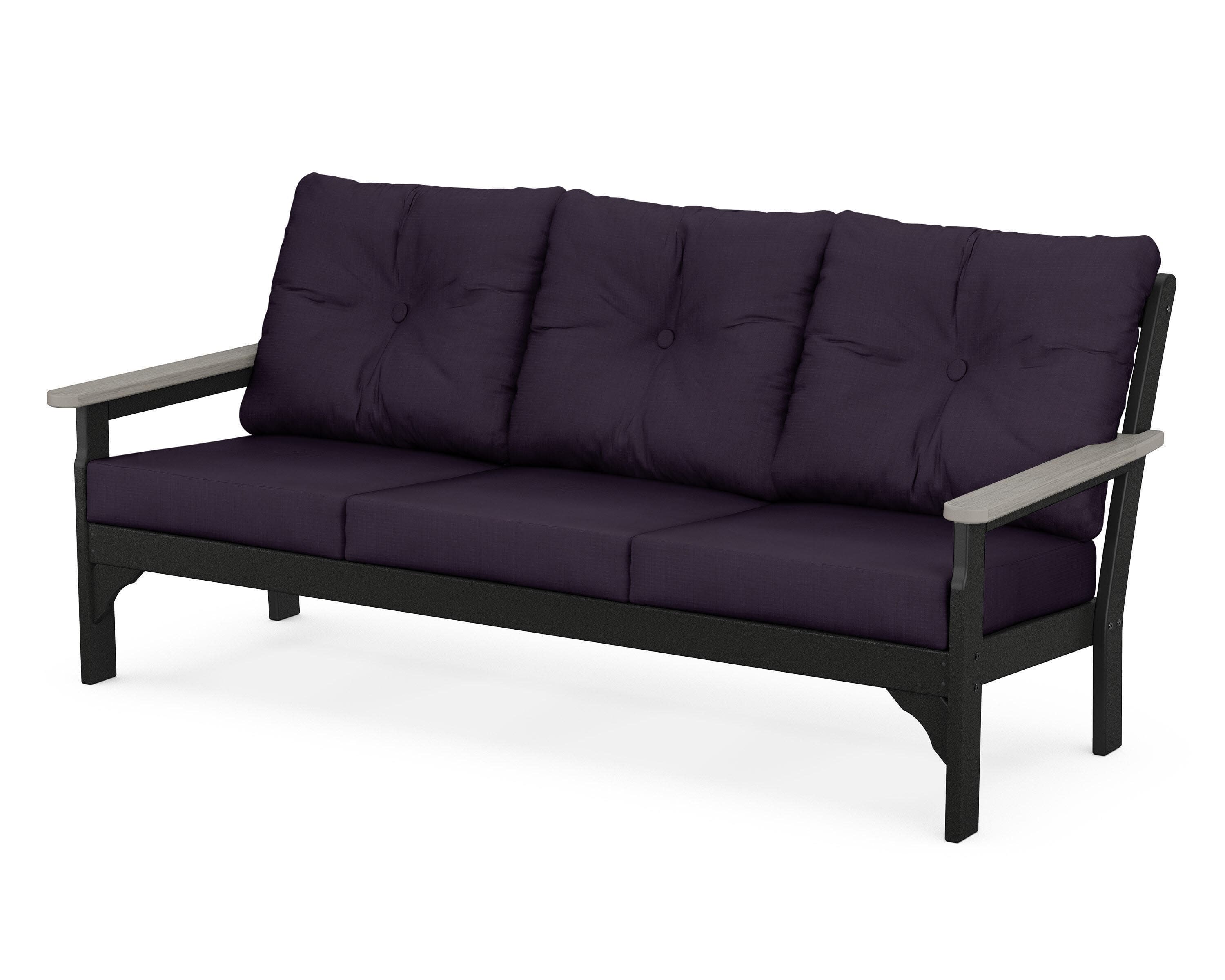 Vineyard Deep Seating Sofa in Black / Driftwood / Navy Linen