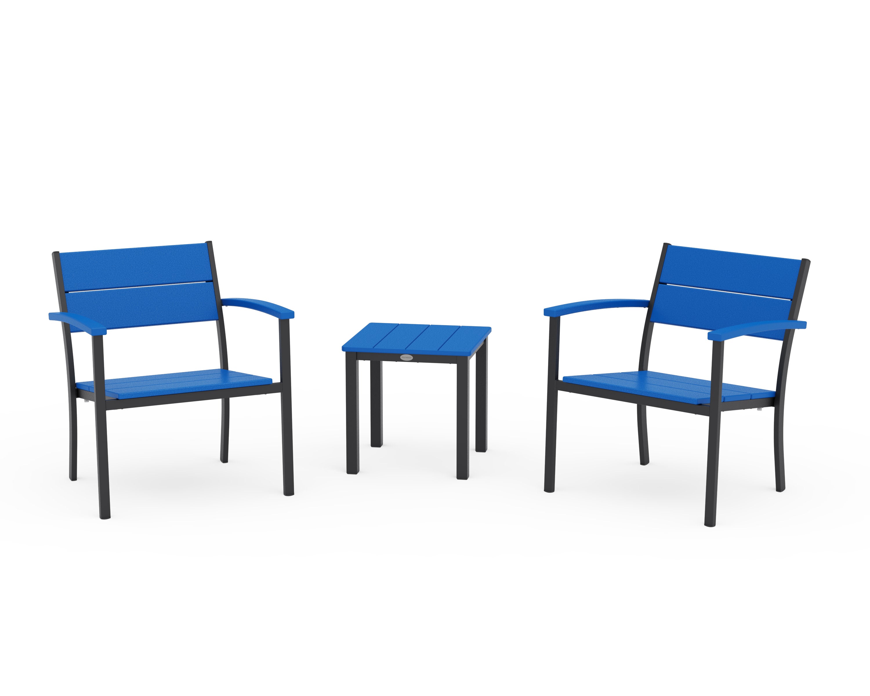 Main Street 3-Piece Lounge Chair Set in Black / Pacific Blue