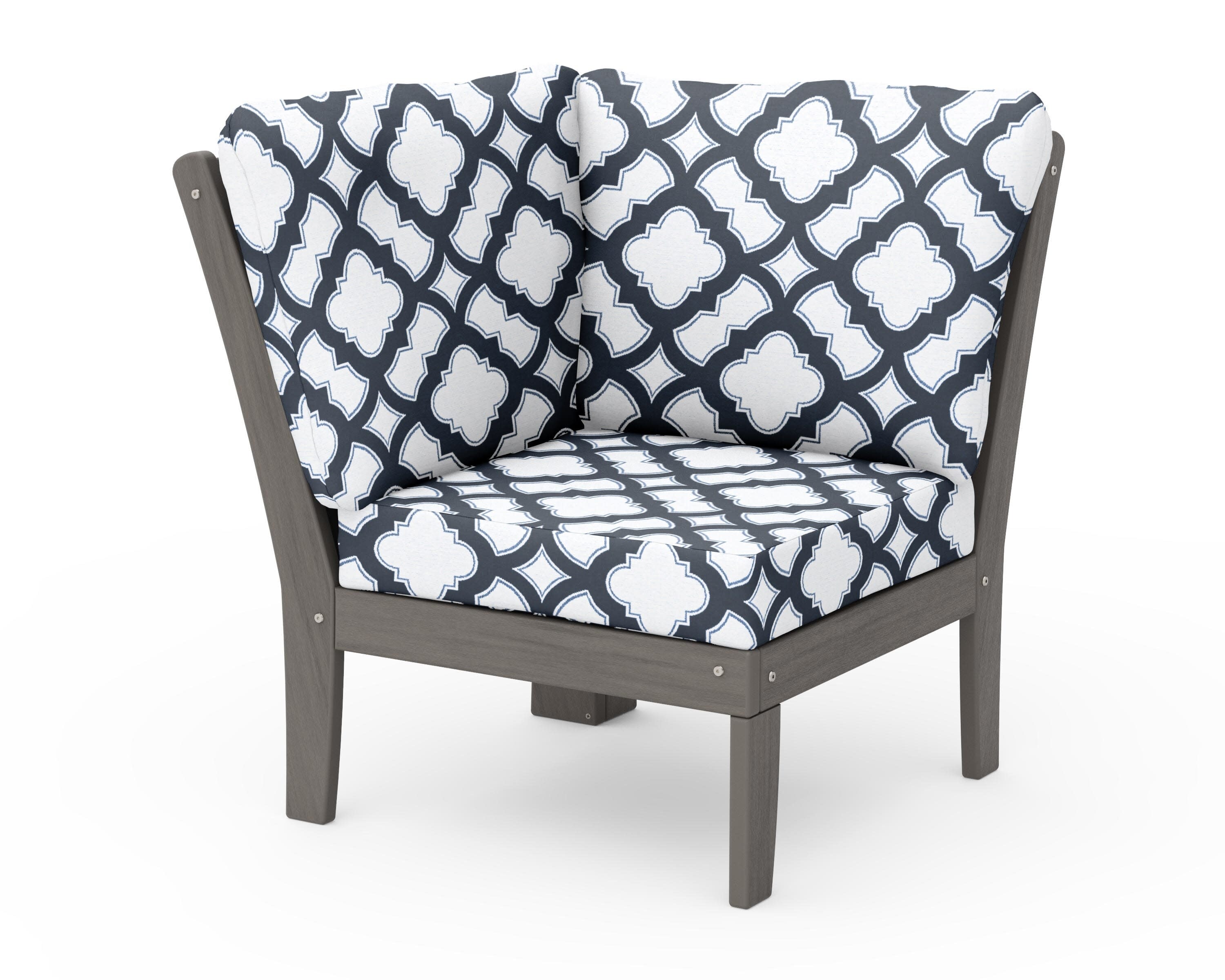 Braxton Modular Corner Chair in Driftwood / Trellis Marine Indigo