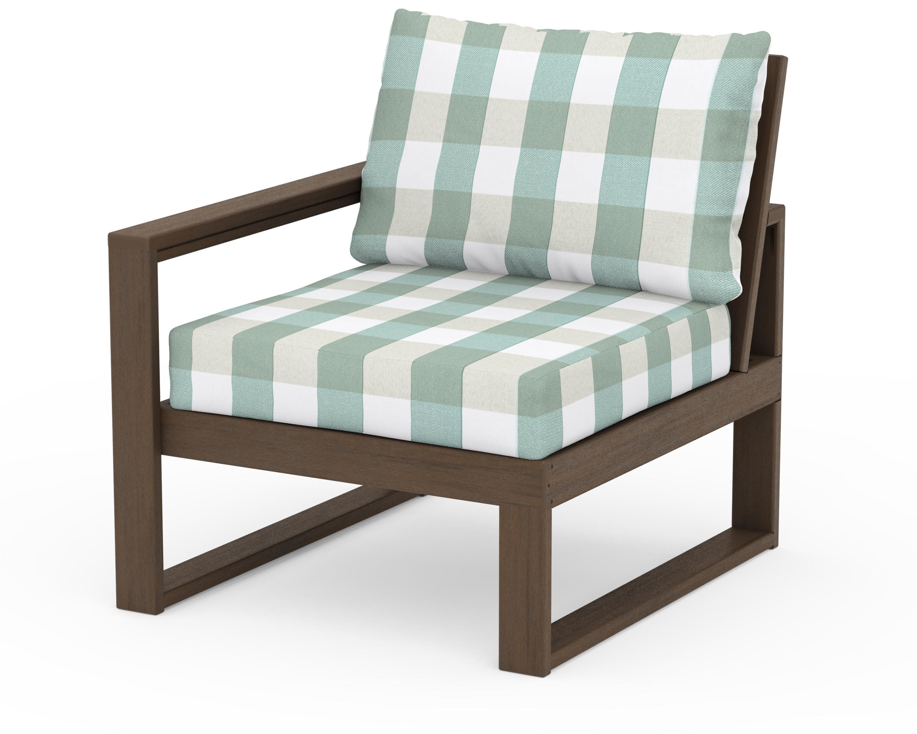 EDGE Modular Left Arm Chair in Kona / Buffalo Plaid Glacier Spa