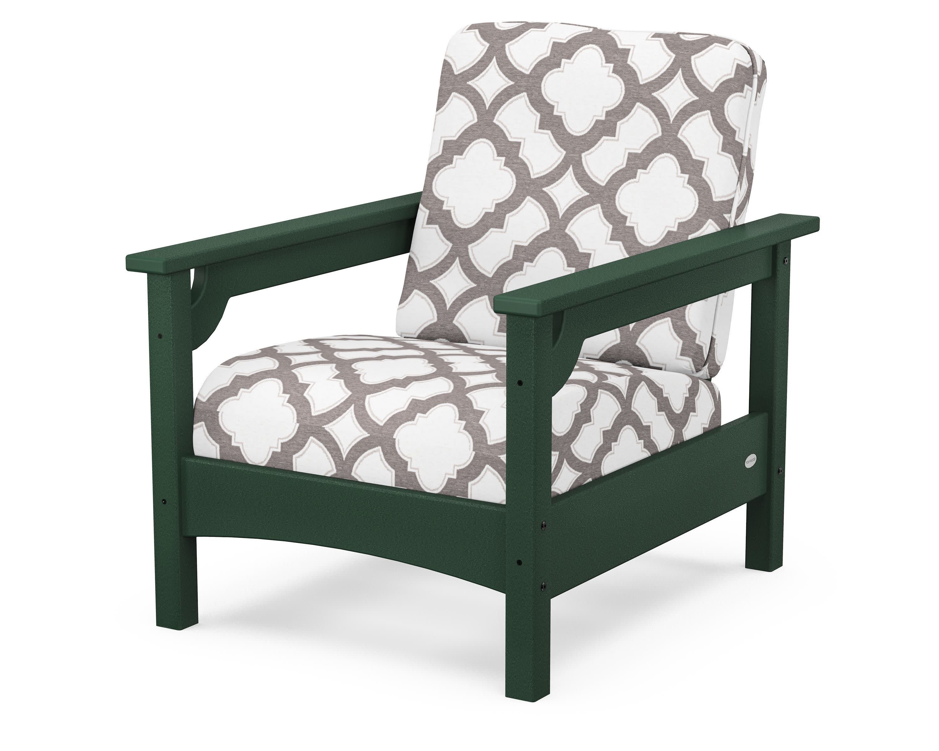 Club Chair in Green / Trellis Grey Mist
