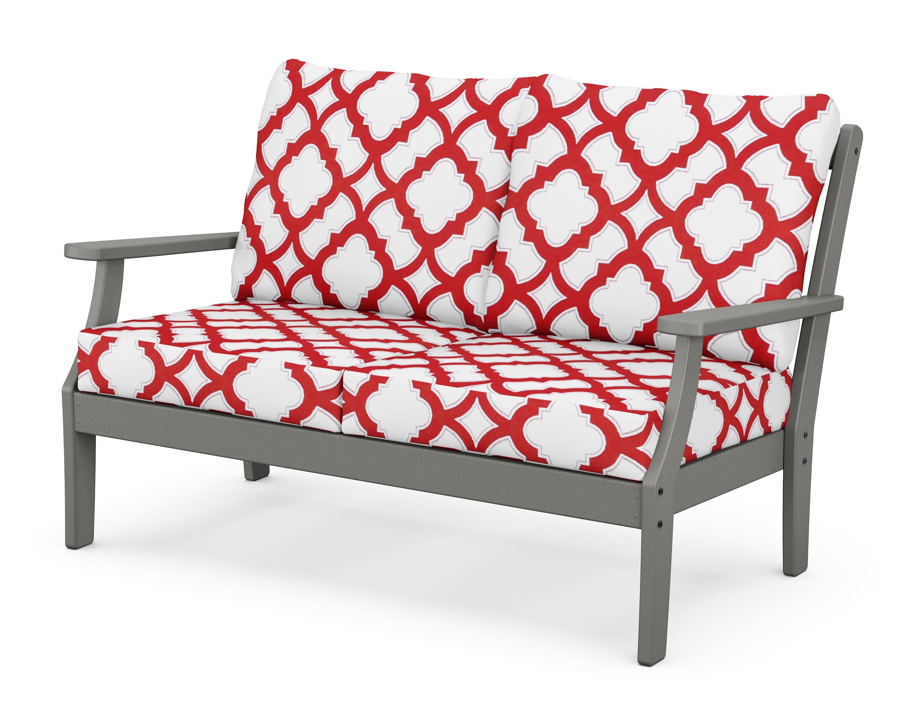 Braxton Deep Seating Loveseat in Slate Grey / Trellis Crimson