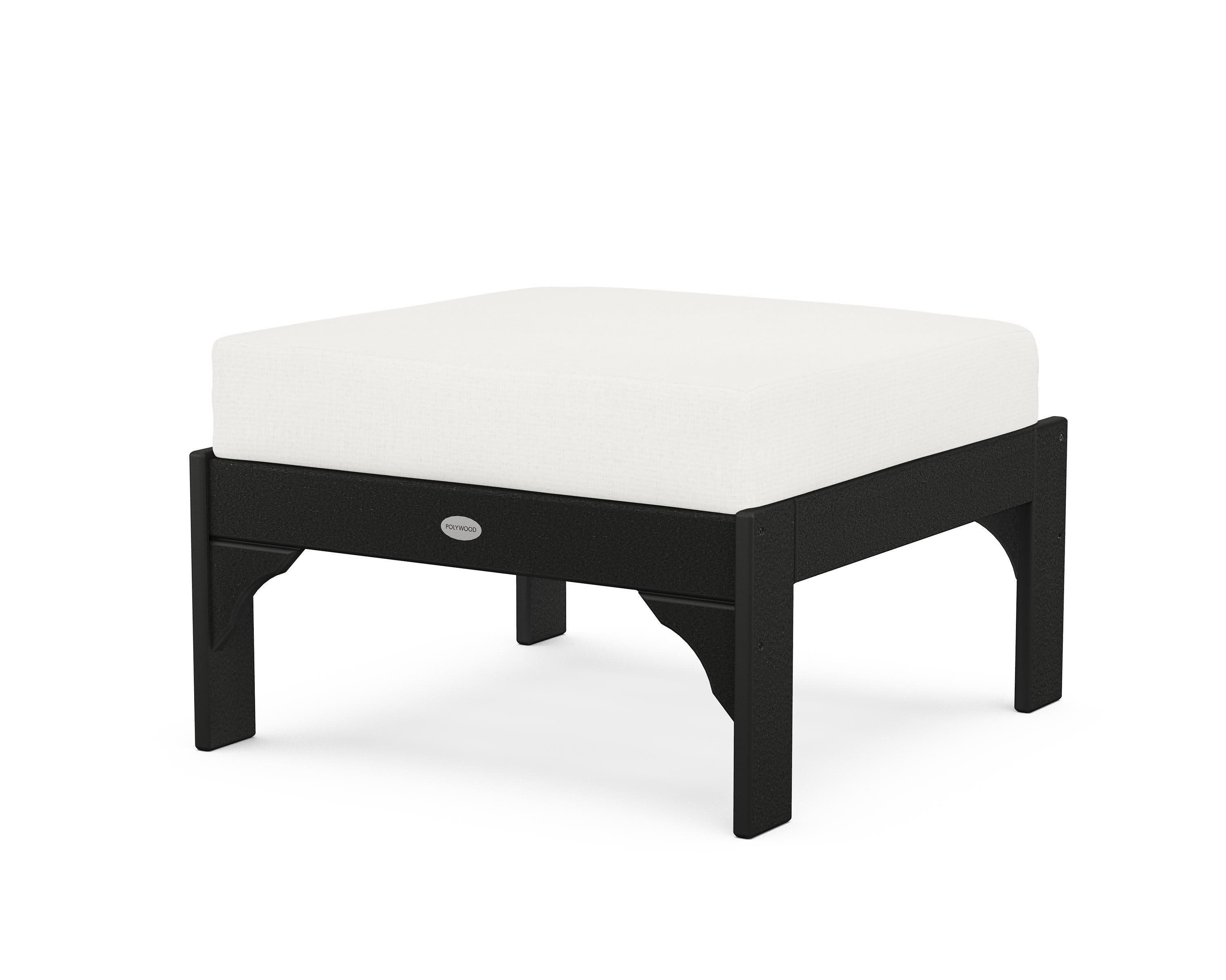 Vineyard Deep Seating Ottoman in Black / Natural Linen