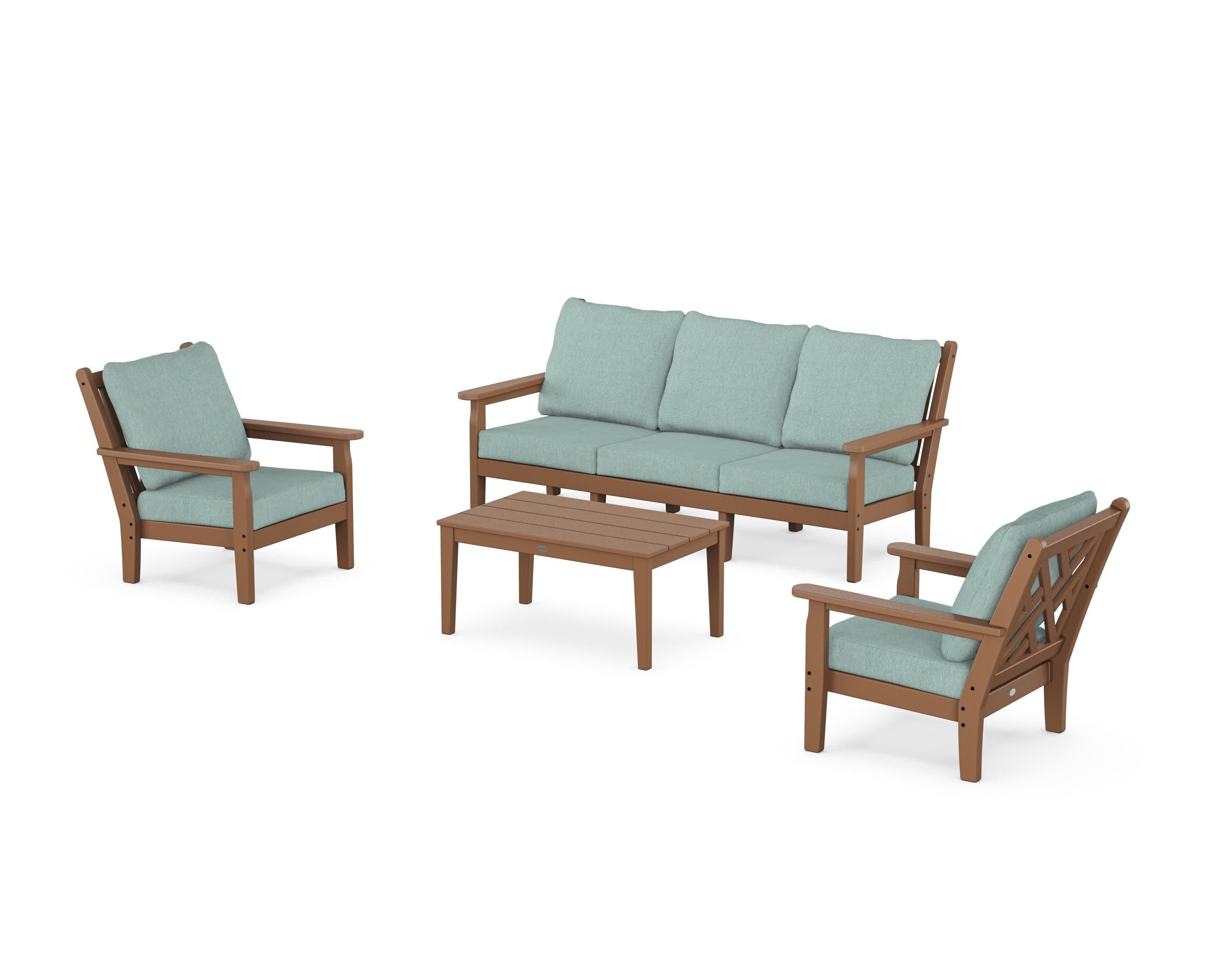 Chippendale 4-Piece Deep Seating Set with Sofa in Teak / Glacier Spa