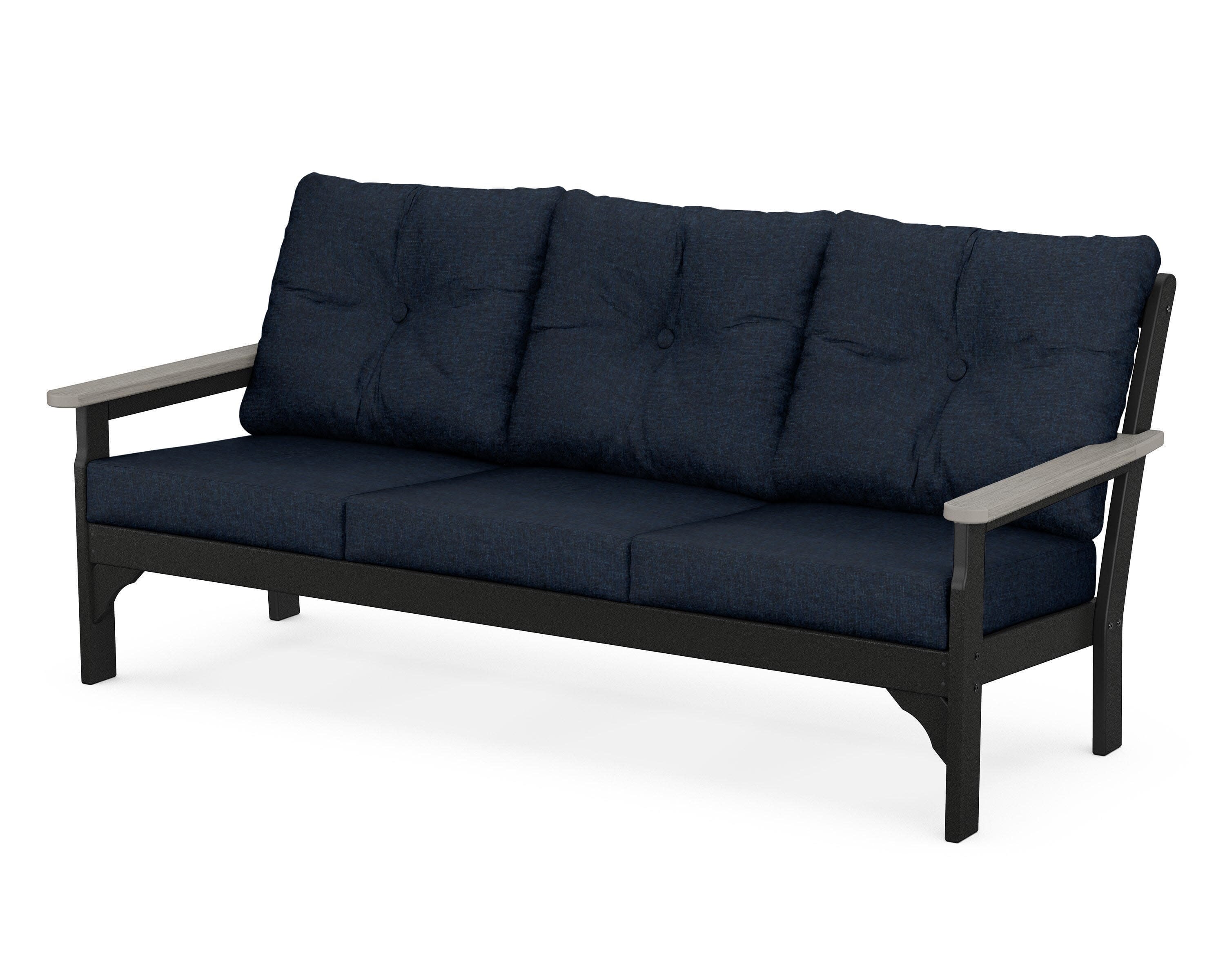Vineyard Deep Seating Sofa in Black / Driftwood / Marine Indigo