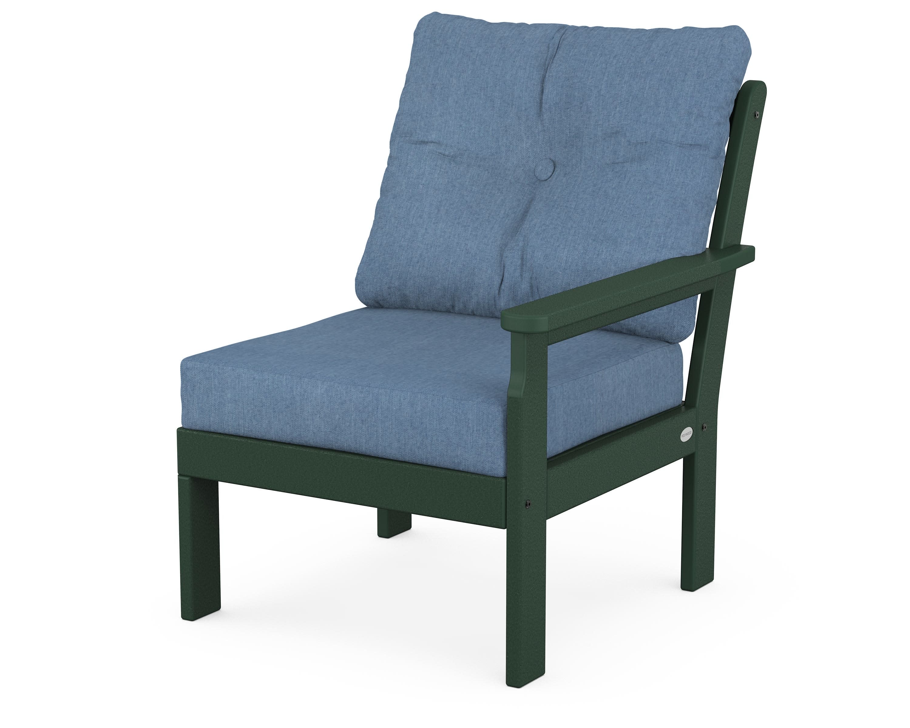 Vineyard Modular Right Arm Chair in Green / Sky Blue