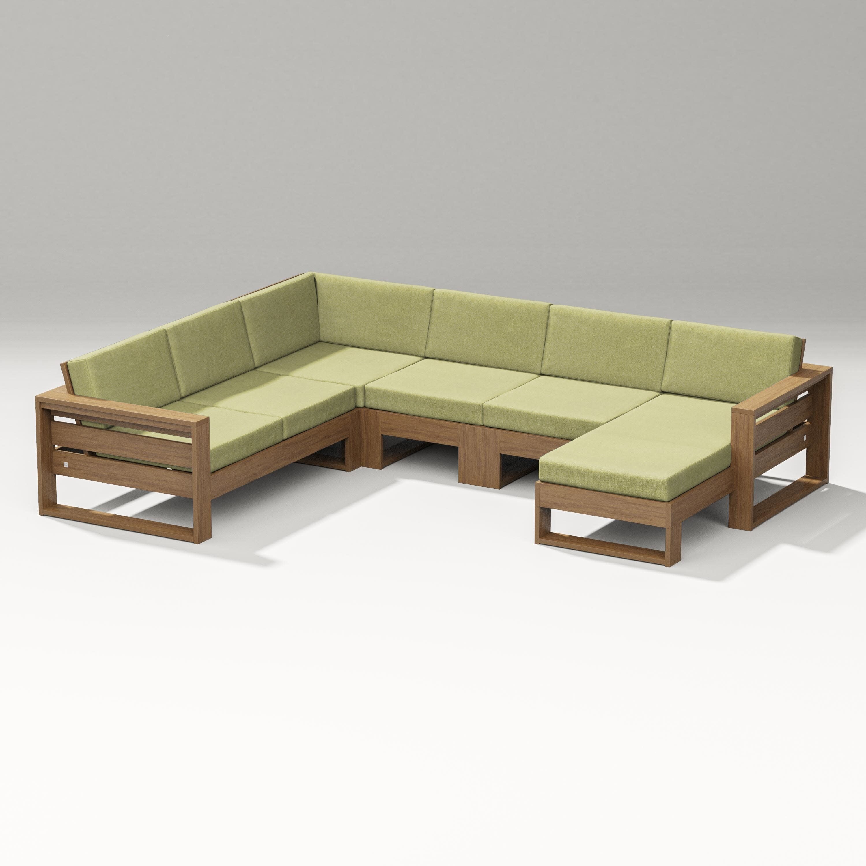 Latitude Corner Sectional with Right Chaise in Natural / Chartreuse Boucle