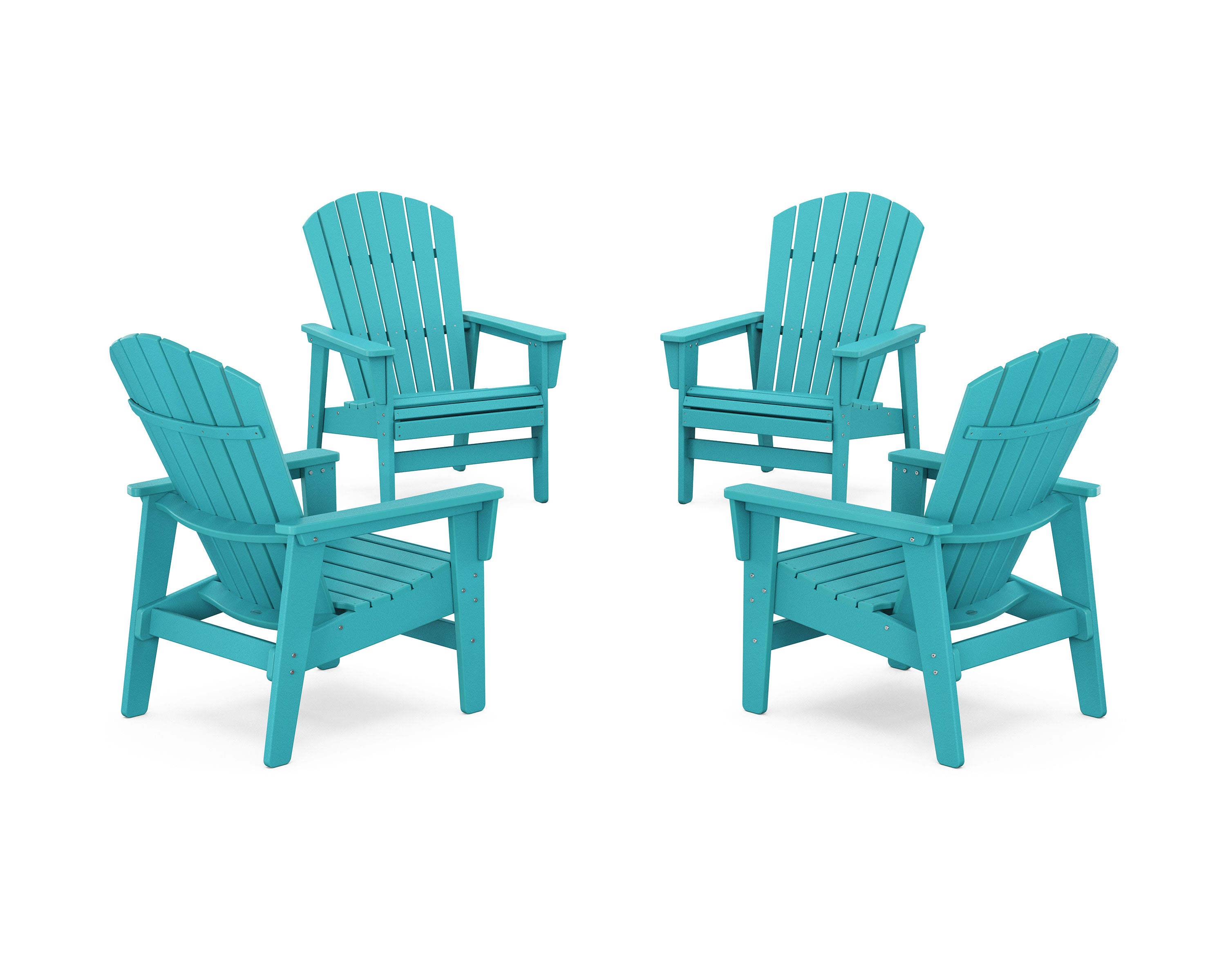 4-Piece Nautical Grand Upright Adirondack Chair Conversation Set in Aruba