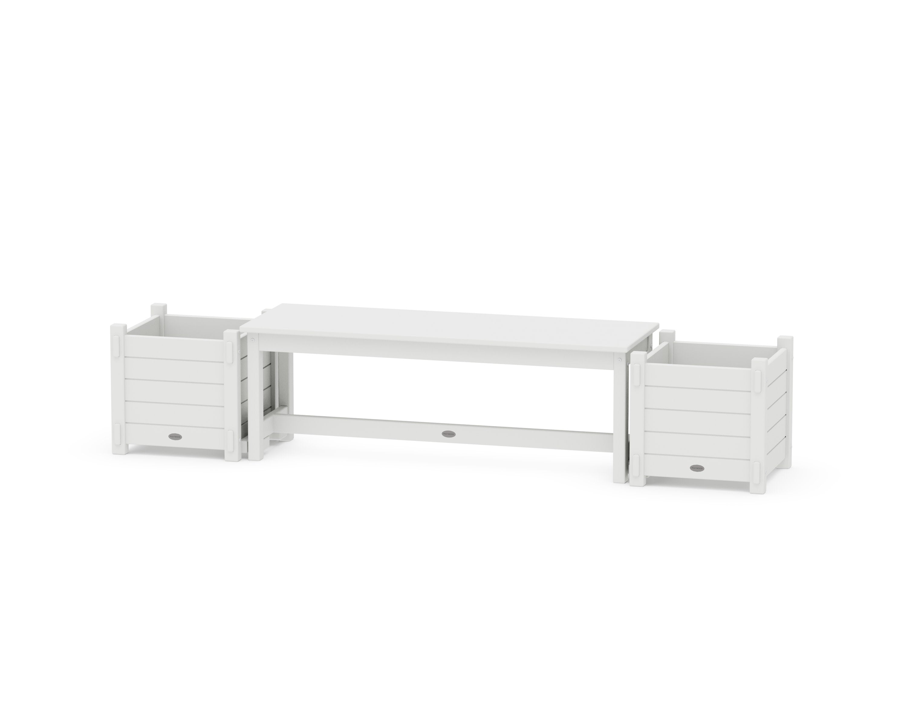 48" Nautical Straight Planter Bench Set in White