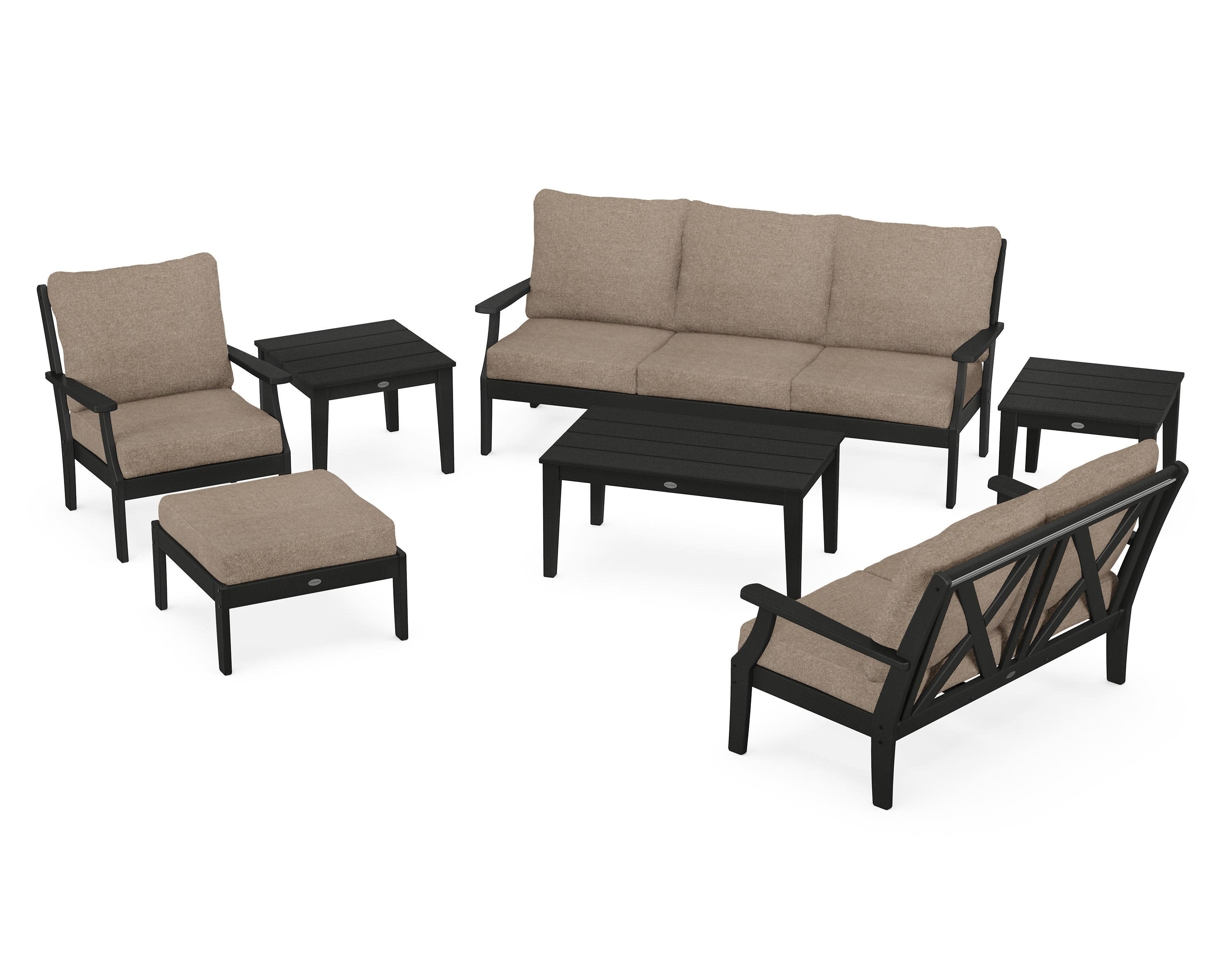 Braxton 7-Piece Deep Seating Set in Black / Spiced Burlap