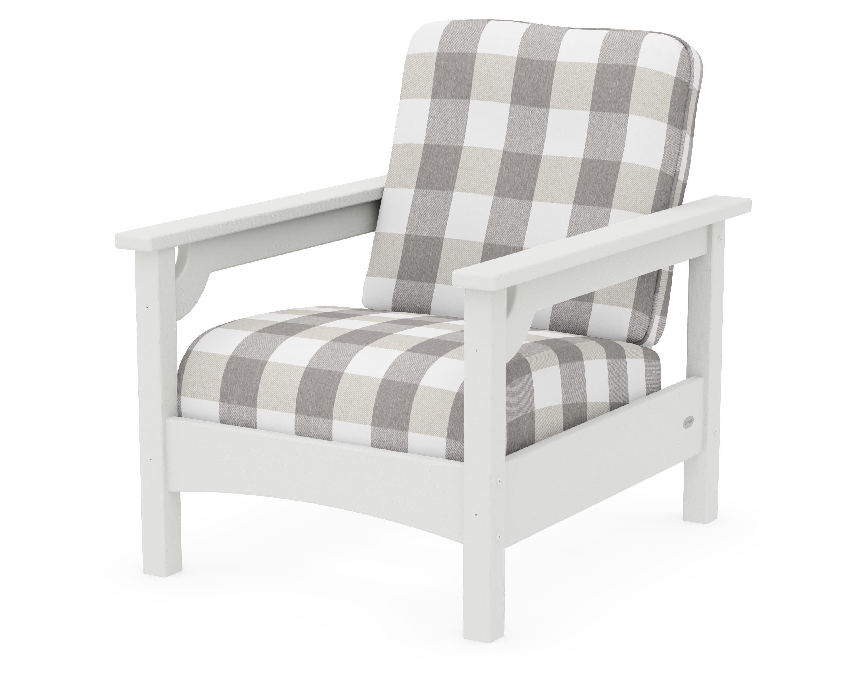 Club Chair in Vintage White / Buffalo Plaid Grey Mist