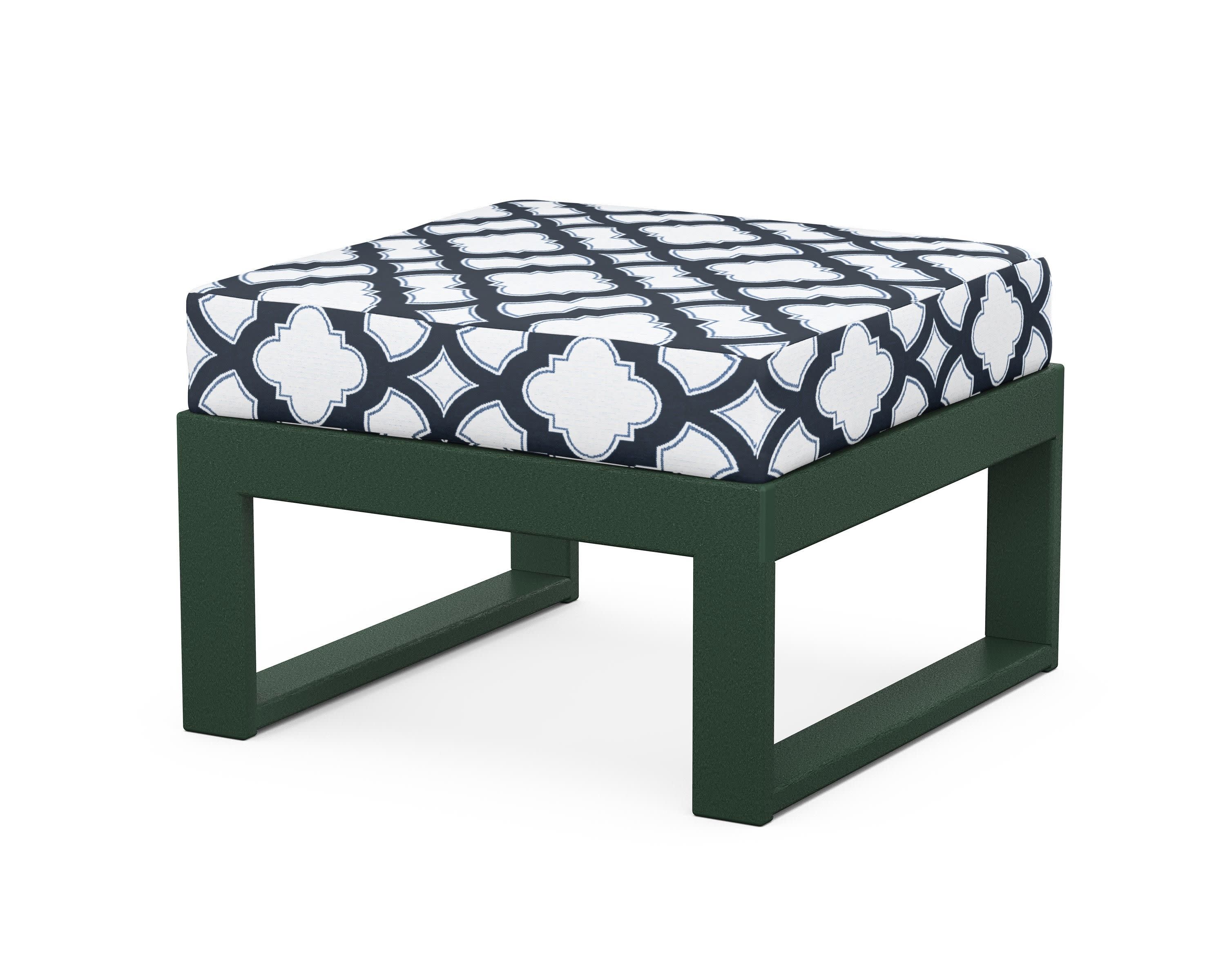 Modular Ottoman - Modern in Green / Trellis Marine Indigo