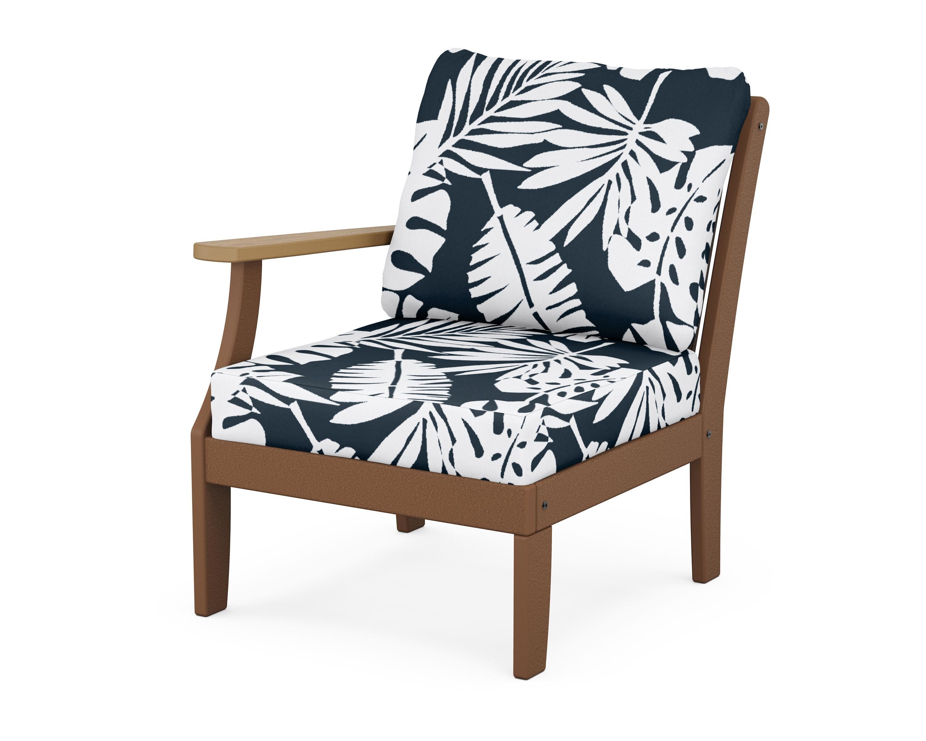 Braxton Modular Left Arm Chair in Teak / Natural / Leaf Marine Indigo