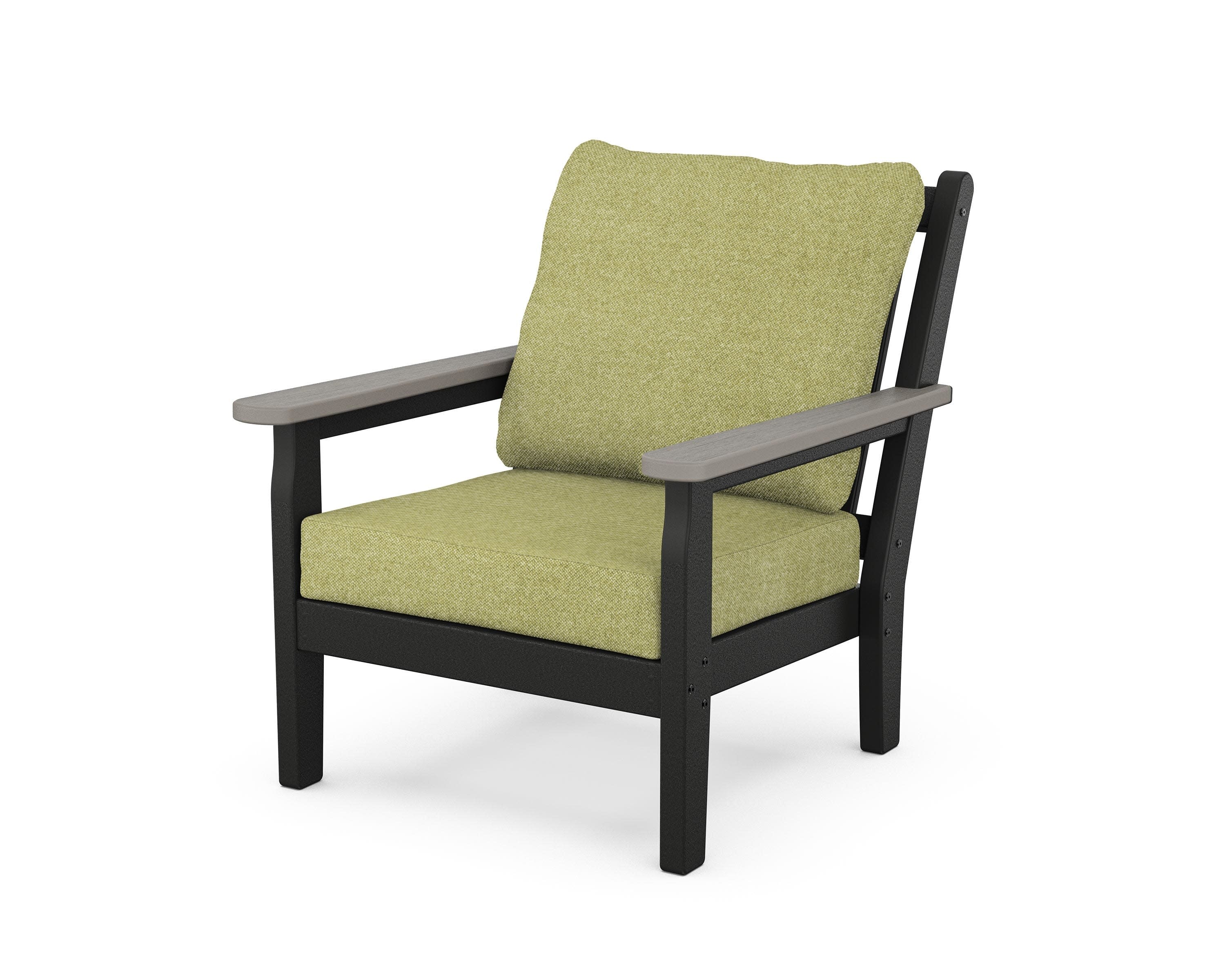 Chippendale Deep Seating Chair in Black / Driftwood / Chartreuse Boucle