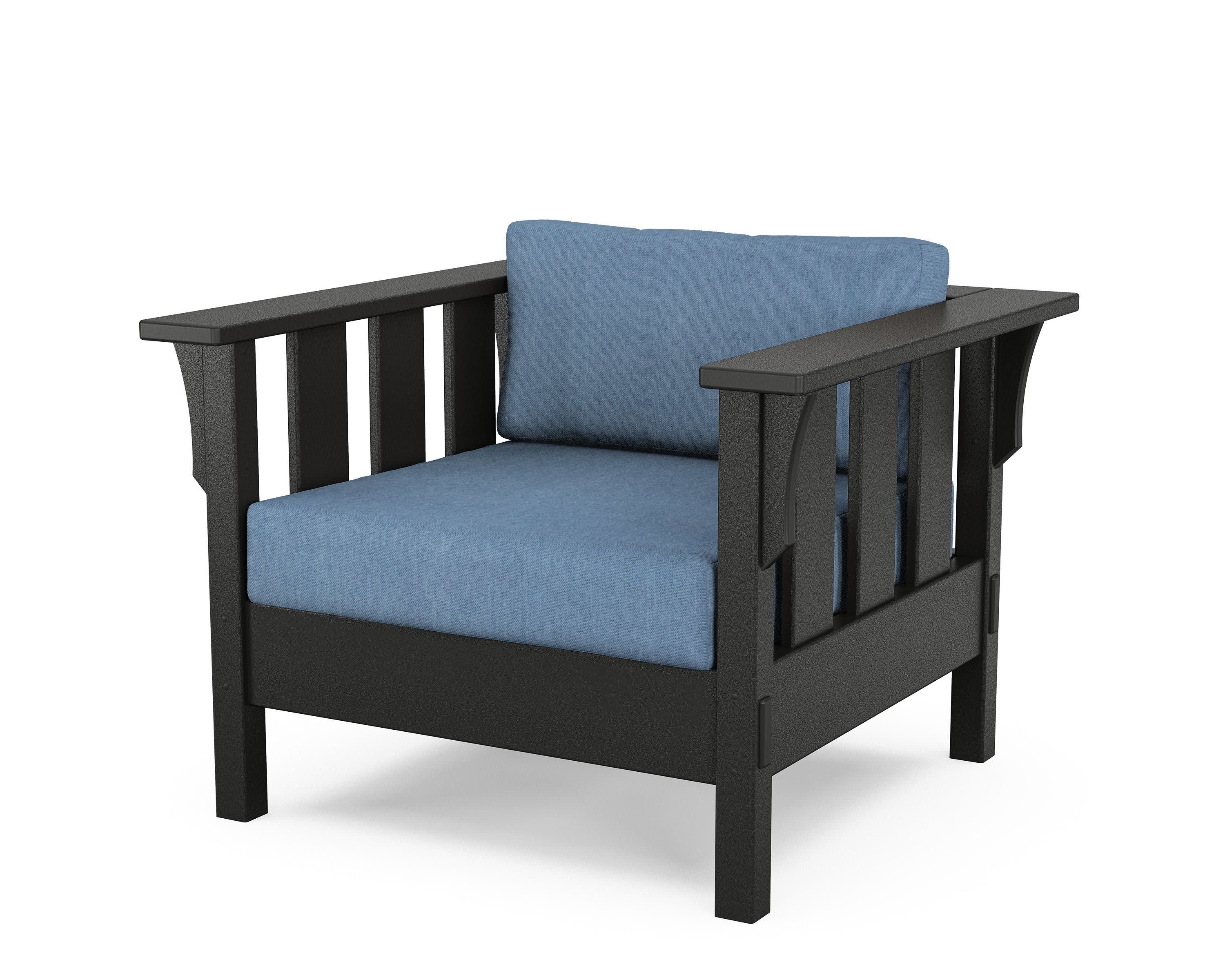 Acadia Deep Seating Chair in Black / Sky Blue