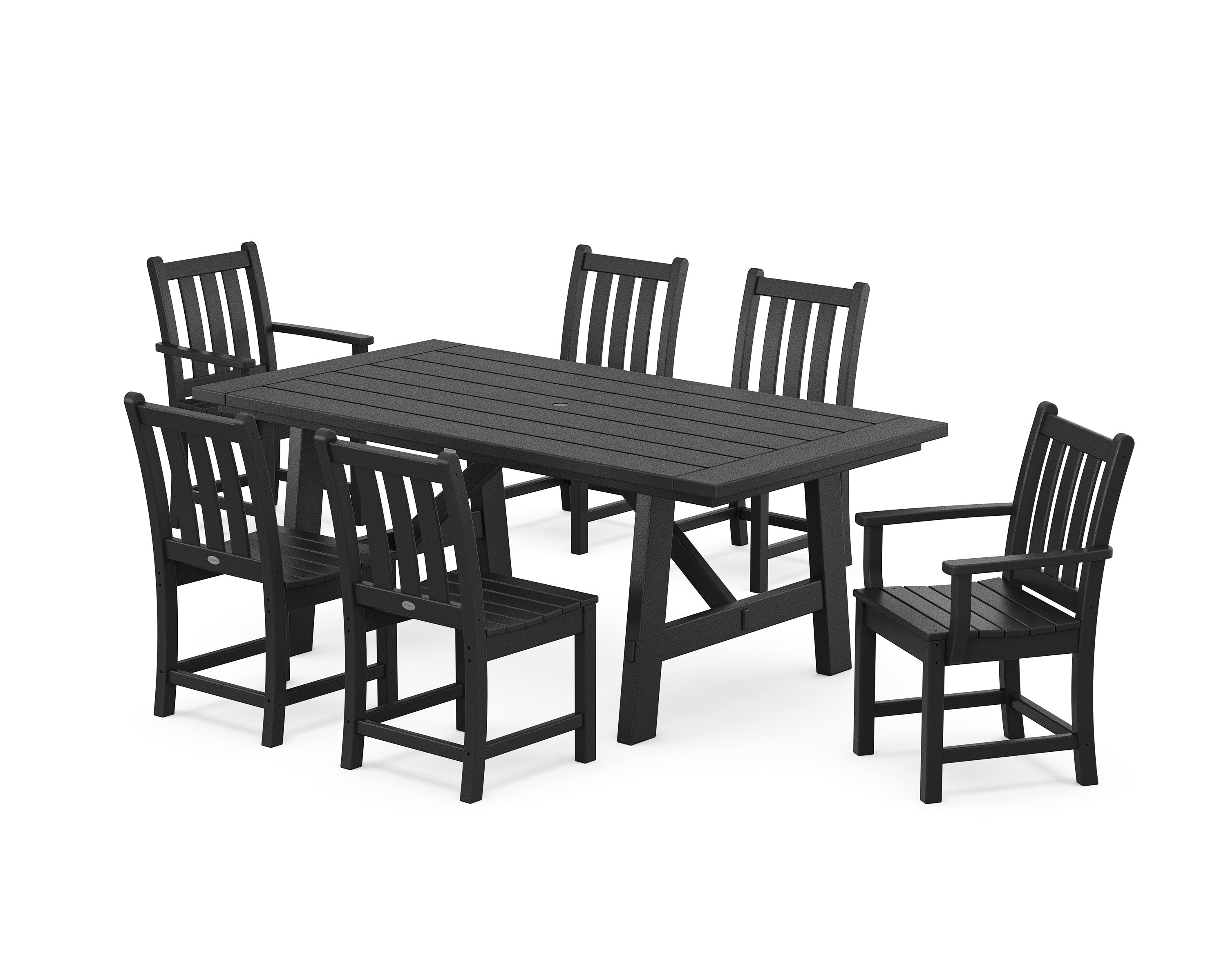 Traditional Garden 7-Piece Rustic Farmhouse Dining Set in Black