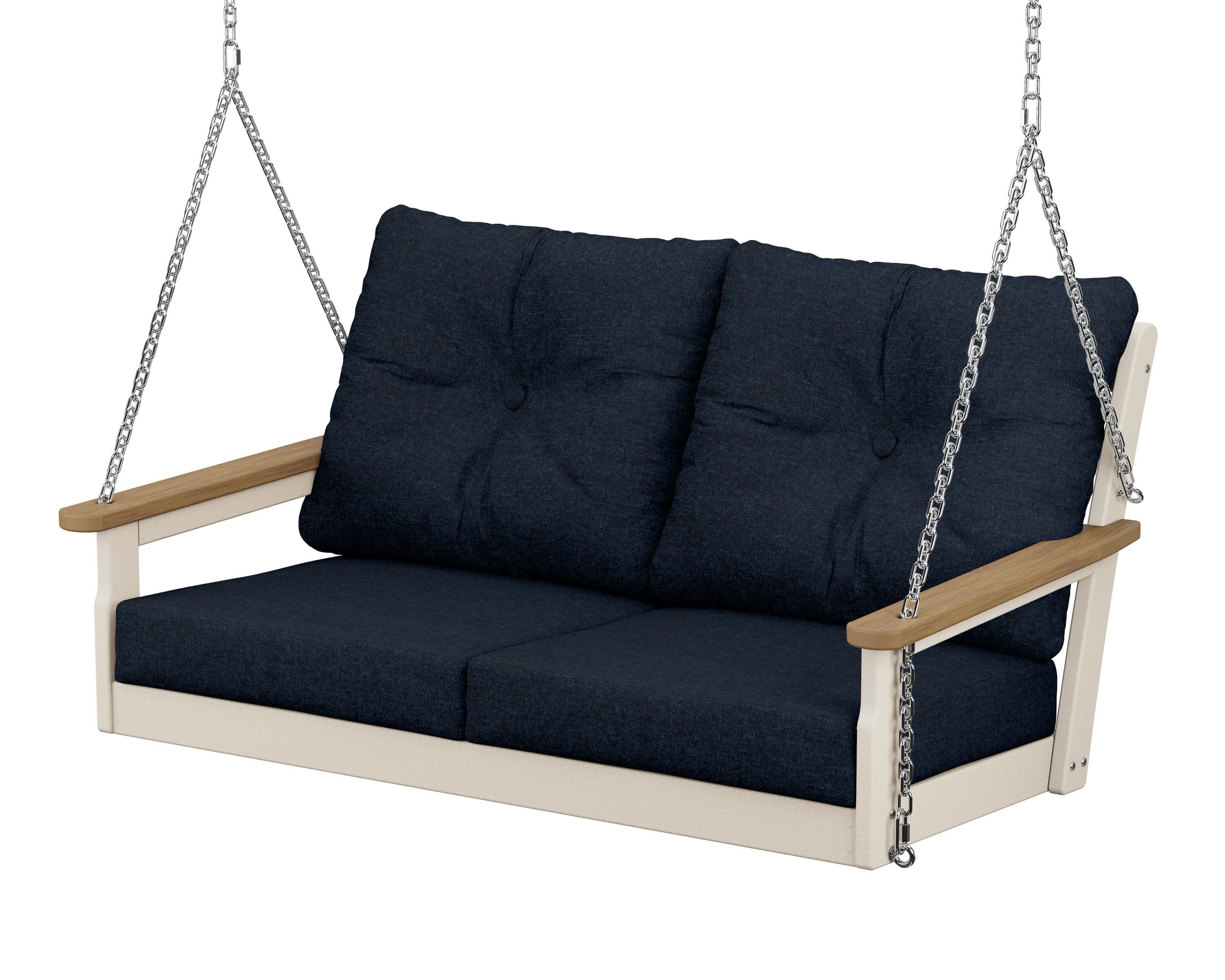 Vineyard Deep Seating Swing in Sand / Natural / Marine Indigo