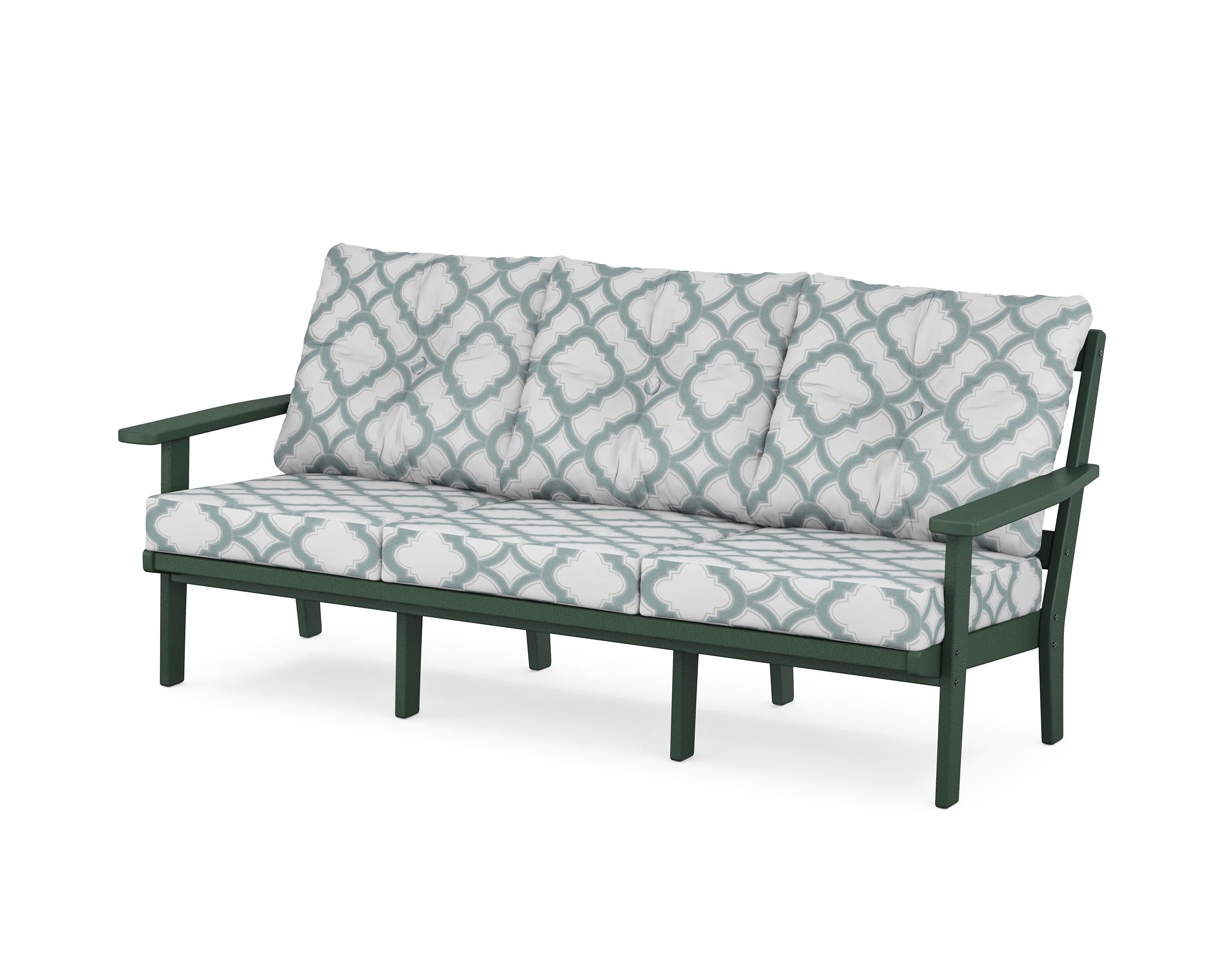 PrairieDeep Seating Sofa in Green / Trellis Glacier Spa