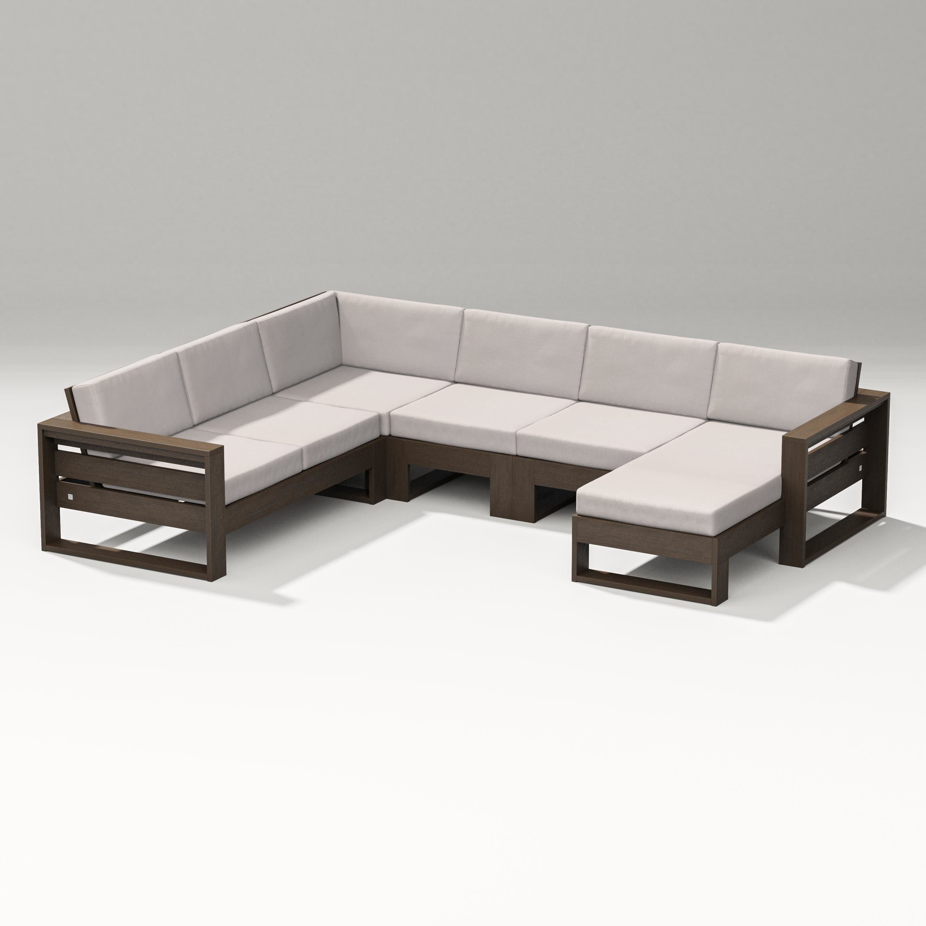 Latitude Corner Sectional with Right Chaise in Kona / Dune Burlap