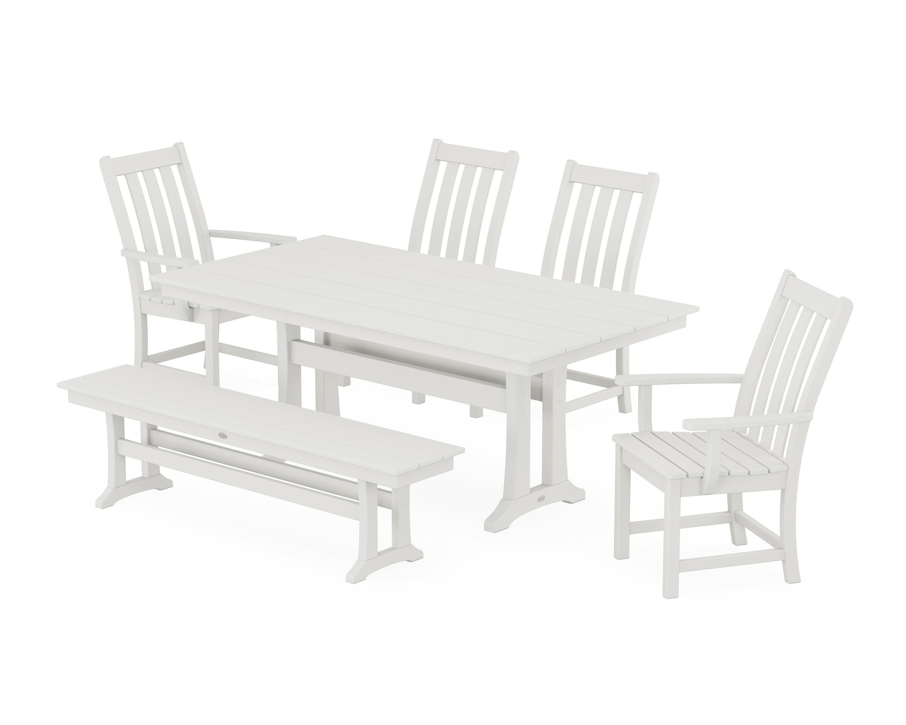 Vineyard 6-Piece Farmhouse Dining Set With Trestle Legs in Vintage White