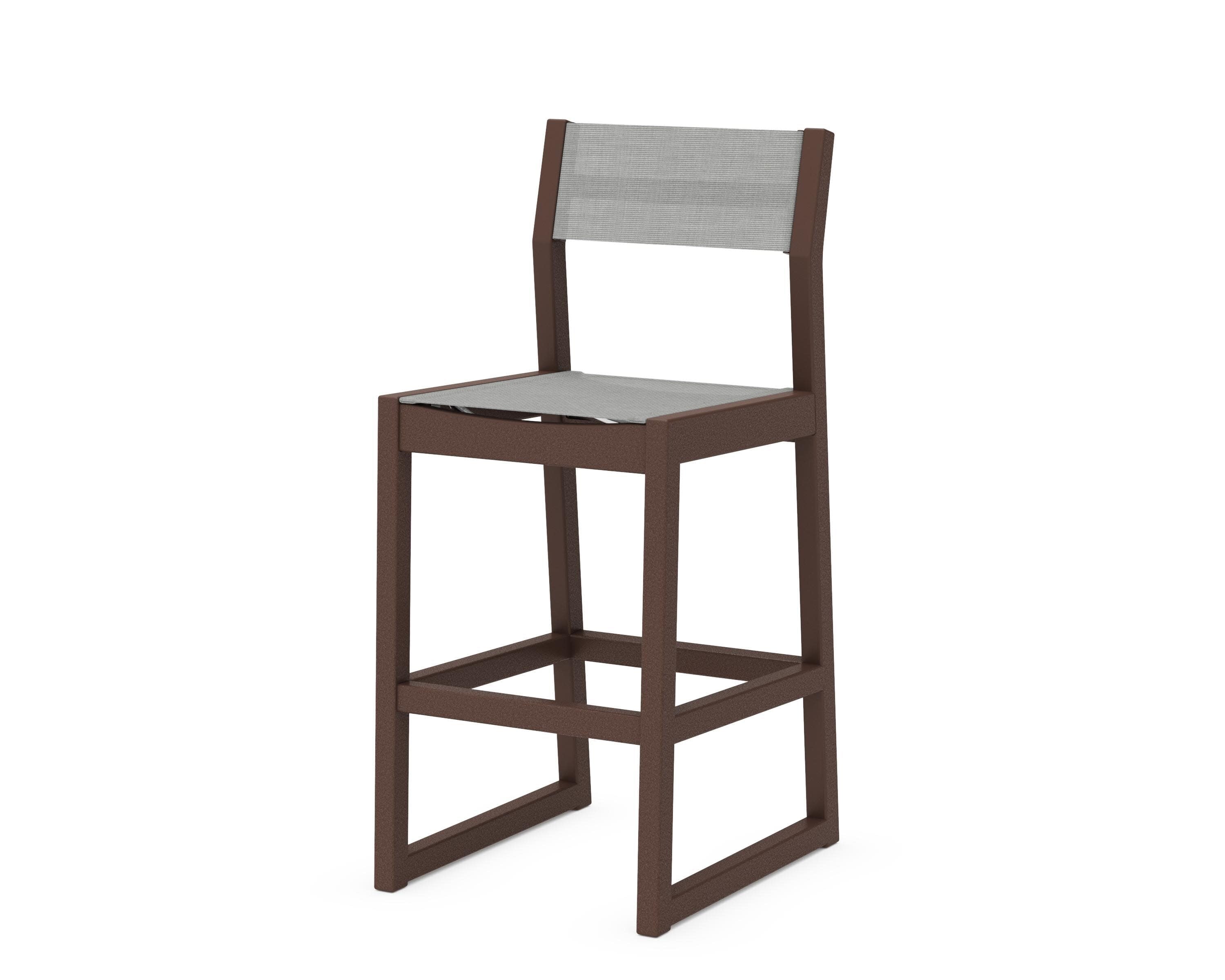 EDGE Sling Bar Side Chair in Mahogany / Metallic Sling