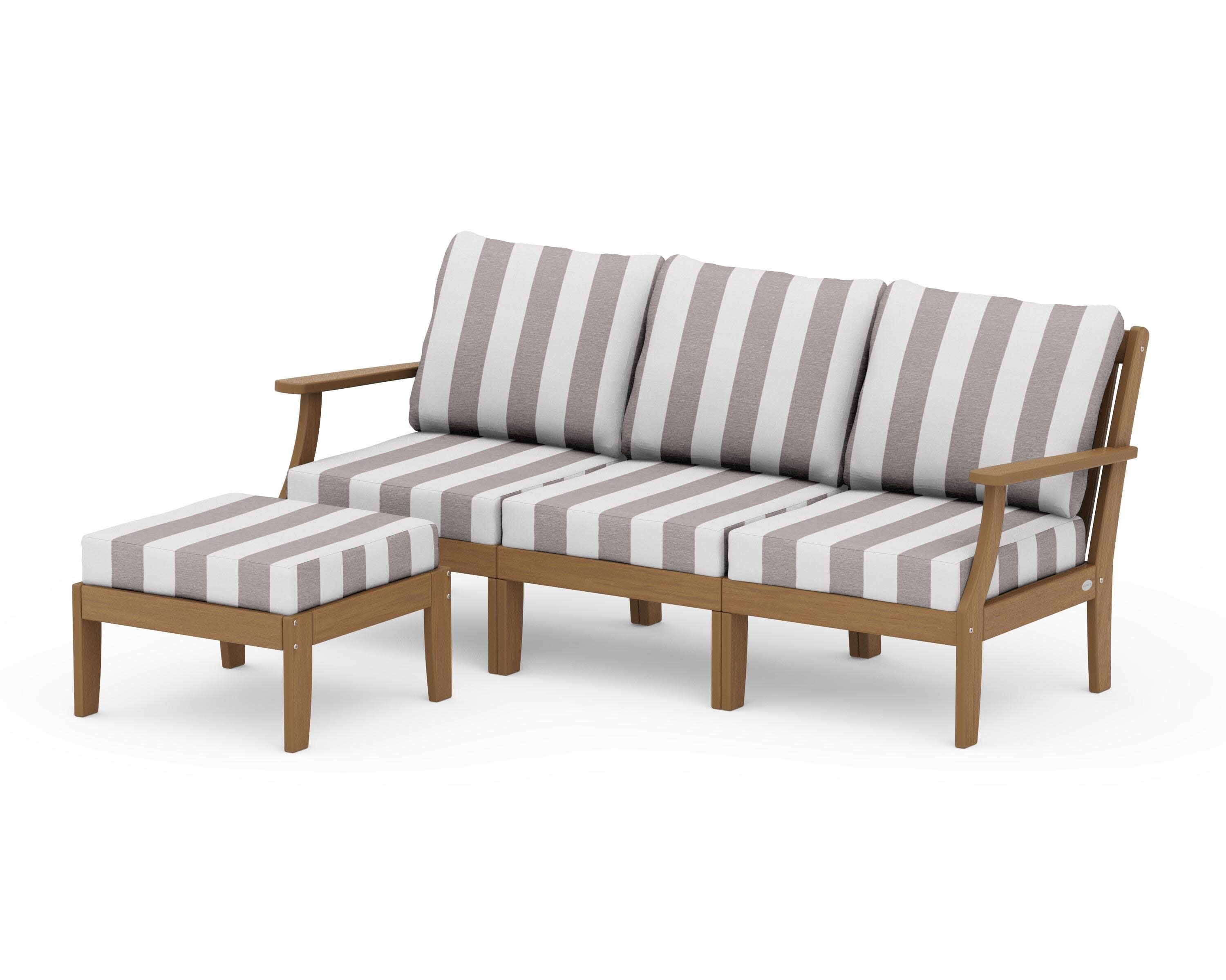 Braxton Modular 4-Piece Deep Seating Set with Ottoman in Natural / Cabana Stripe Grey Mist