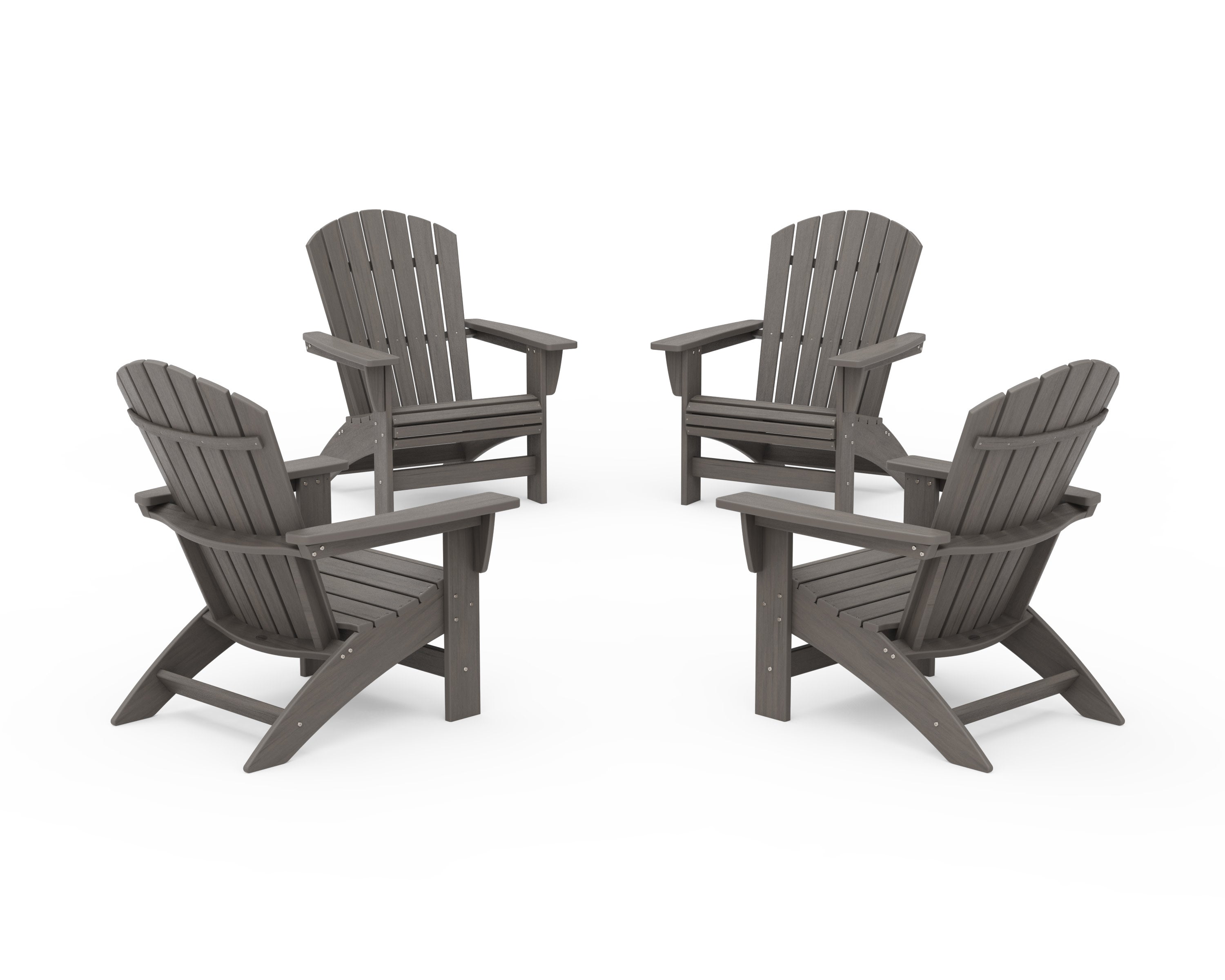 4-Piece Nautical Grand Adirondack Chair Conversation Set in Driftwood