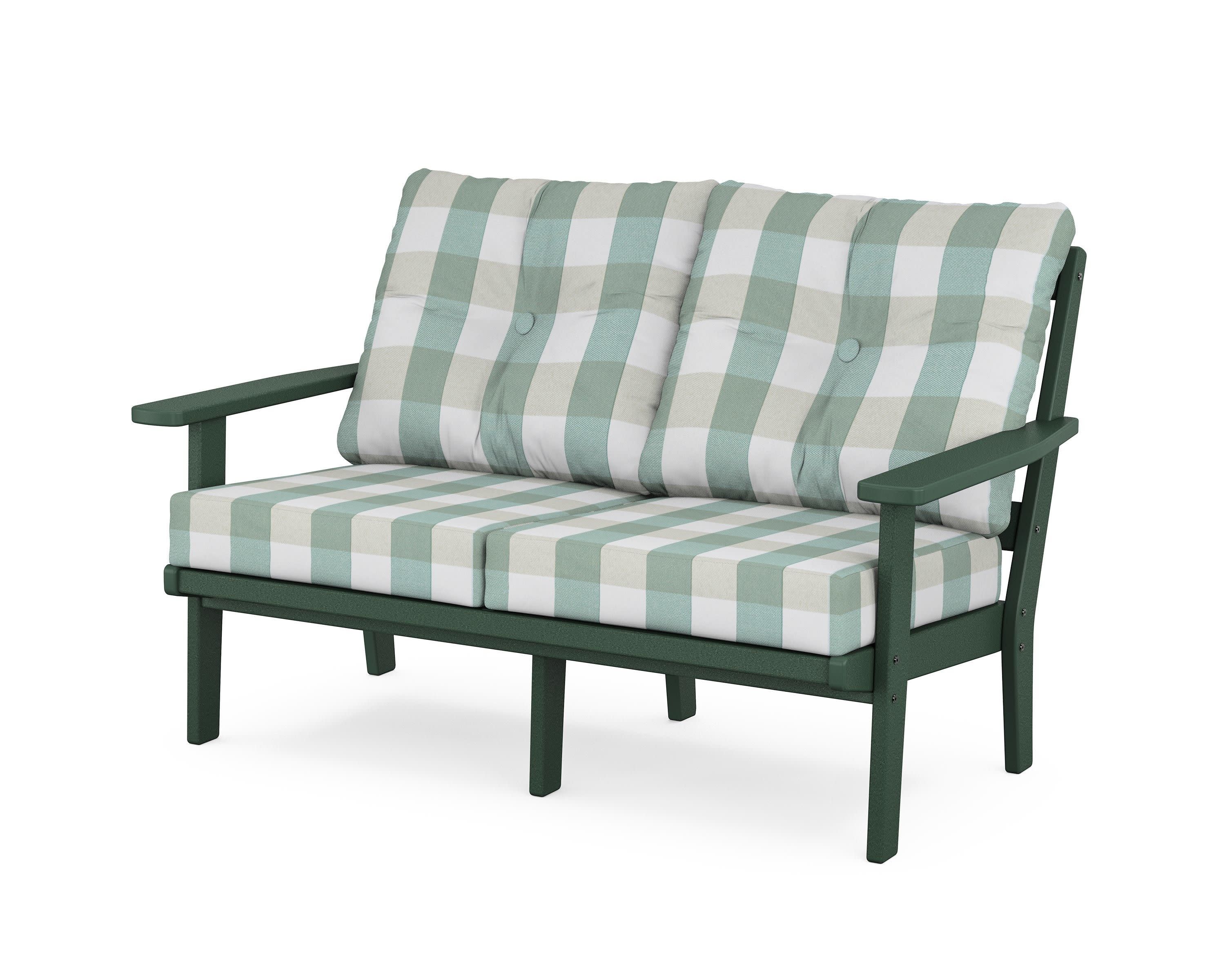 Oxford Deep SeatingLoveseat in Green / Buffalo Plaid Glacier Spa