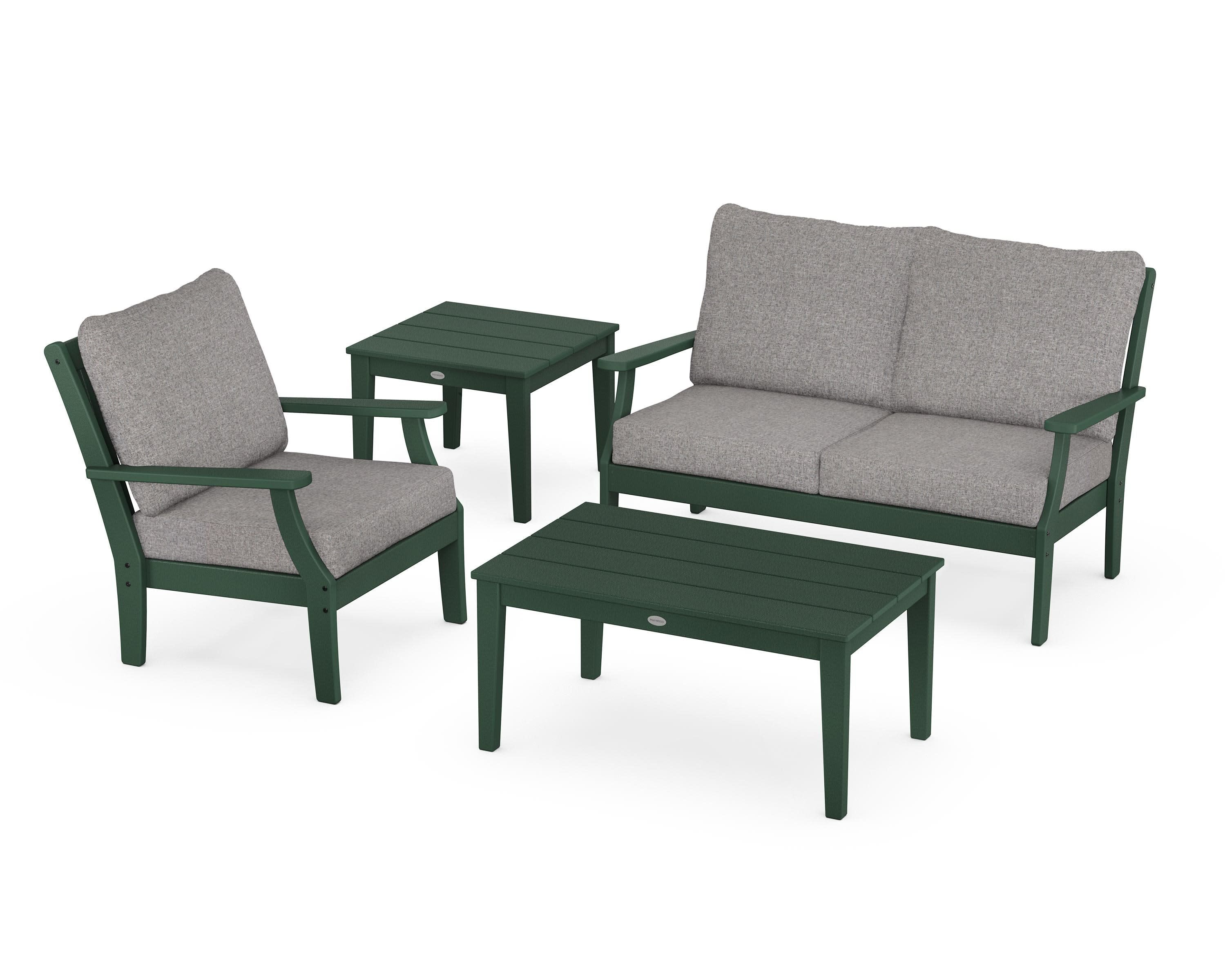 Braxton 4-Piece Deep Seating Set in Green / Grey Mist