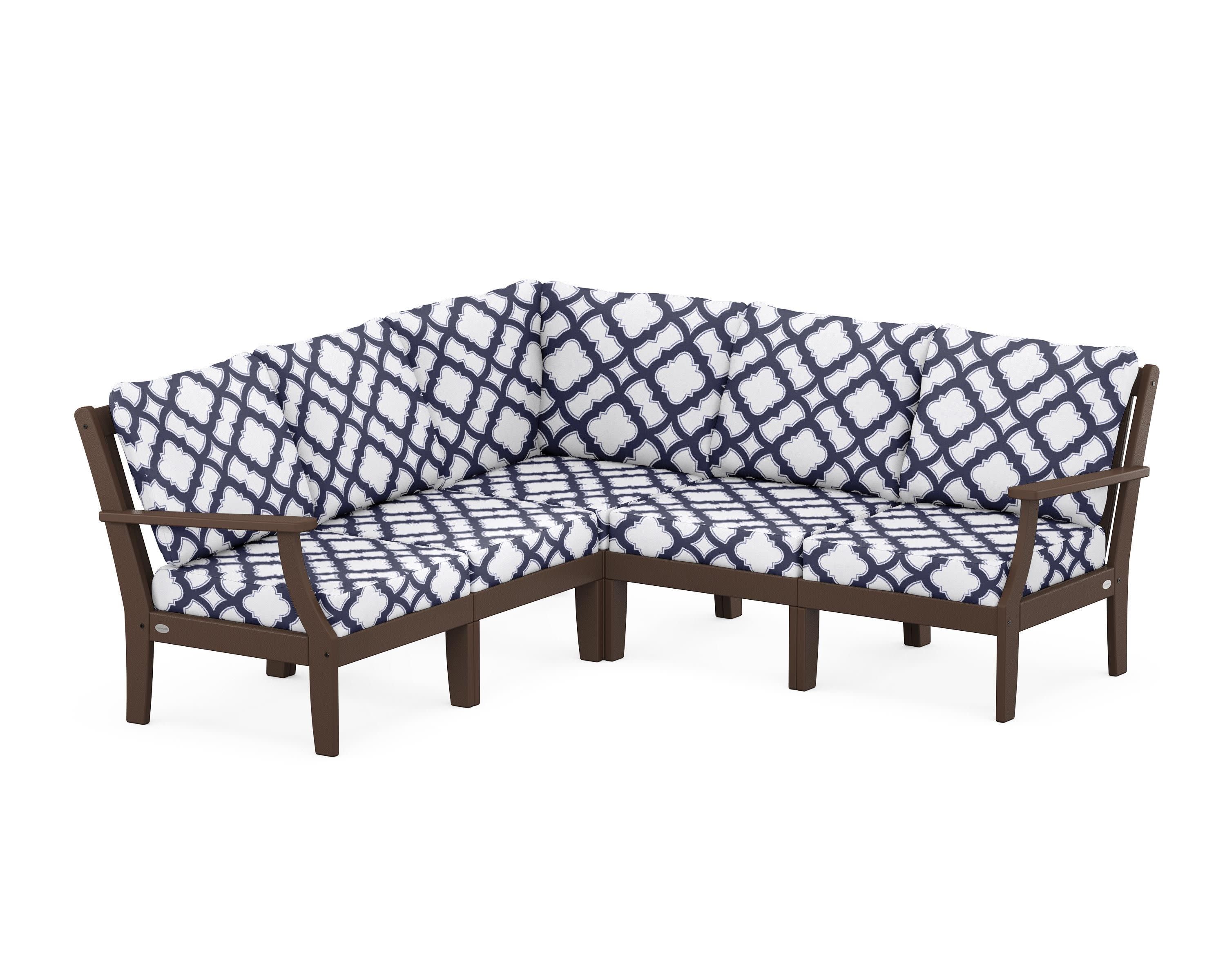 Braxton Modular 5-Piece Deep Seating Set in Mahogany / Trellis Navy