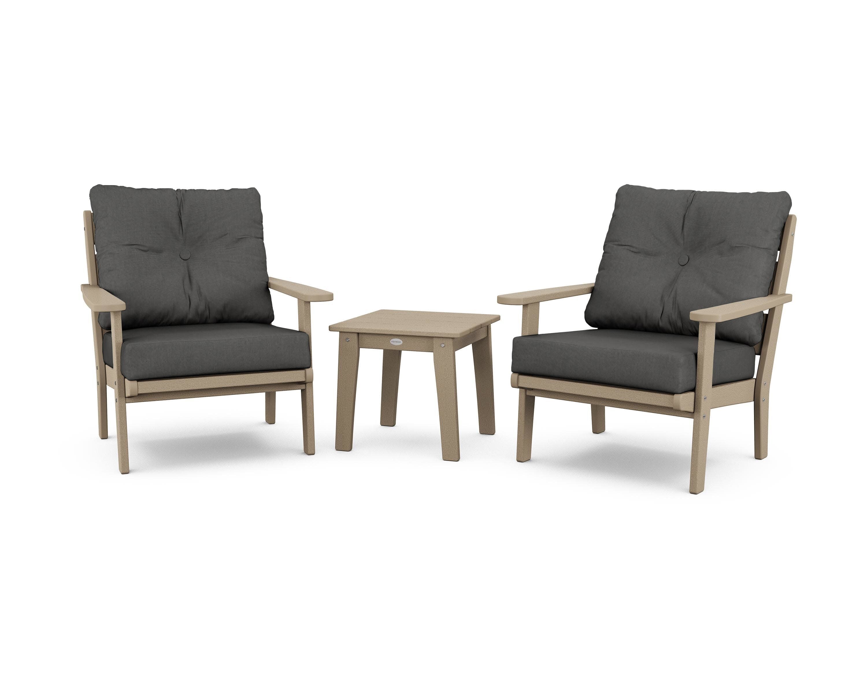 Lakeside 3-Piece Deep Seating Chair Set in Vintage Sahara / Spectrum Carbon