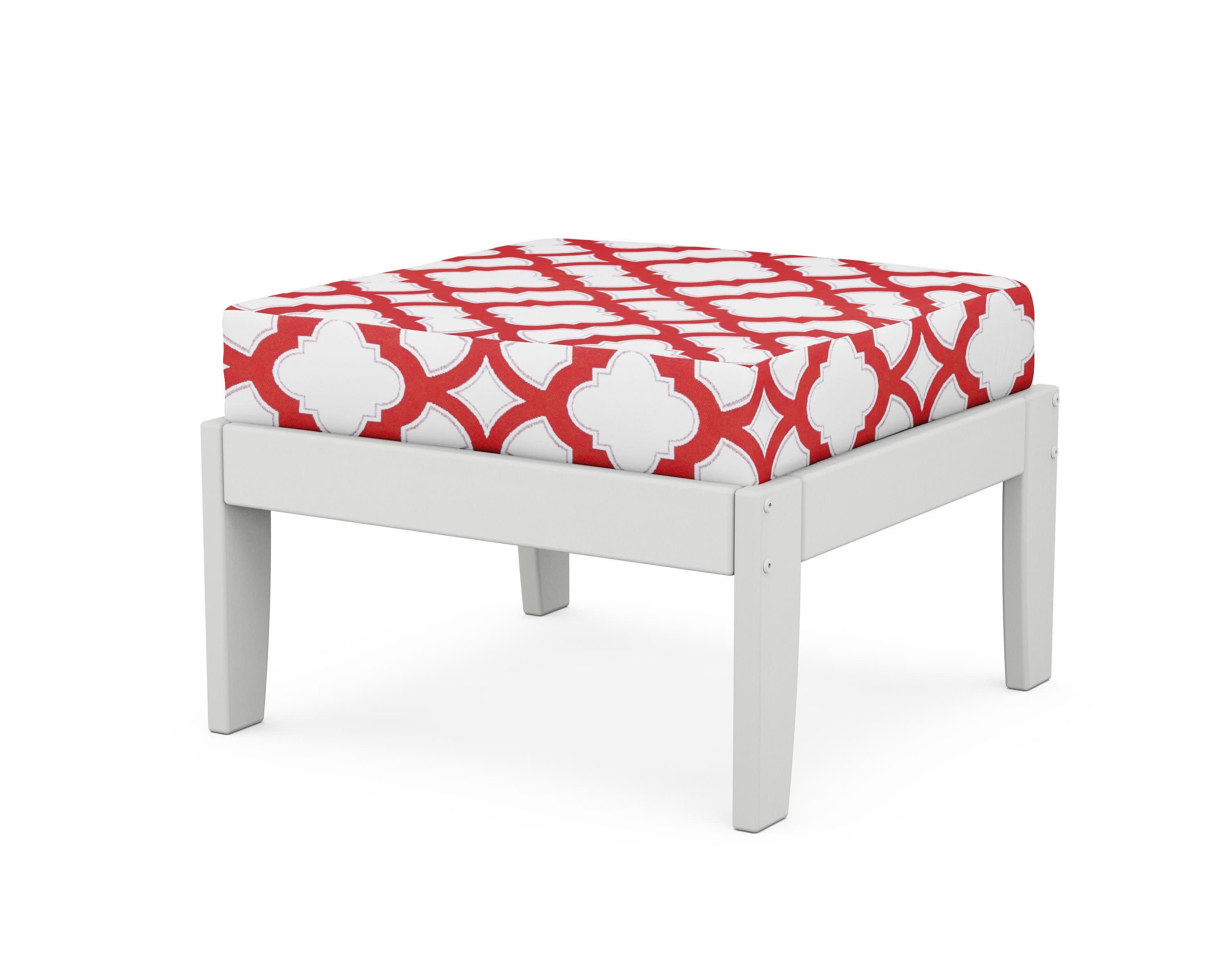 Modular Ottoman - Classic in White / Trellis Crimson